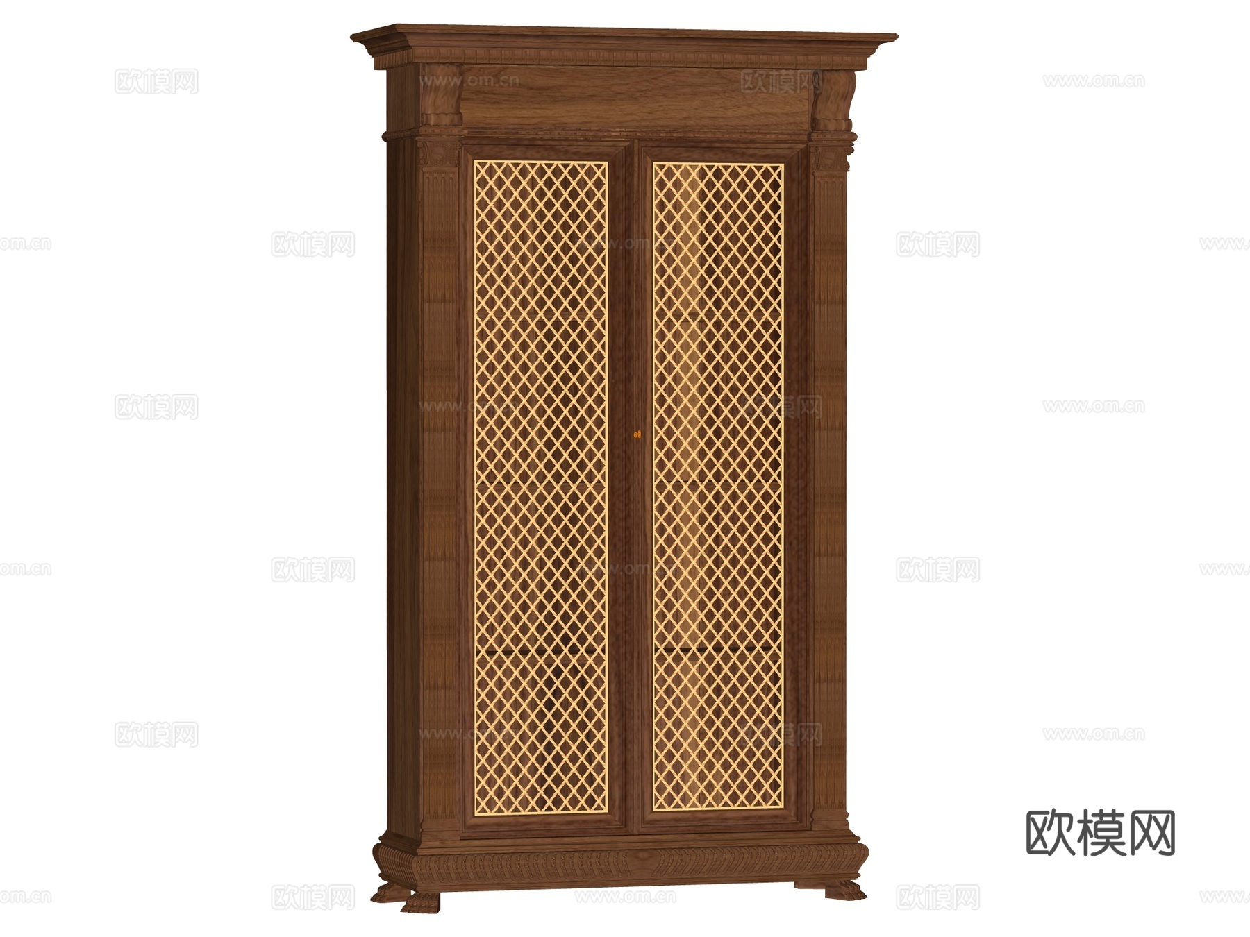 复古中古边柜装饰柜开放柜储物柜su模型