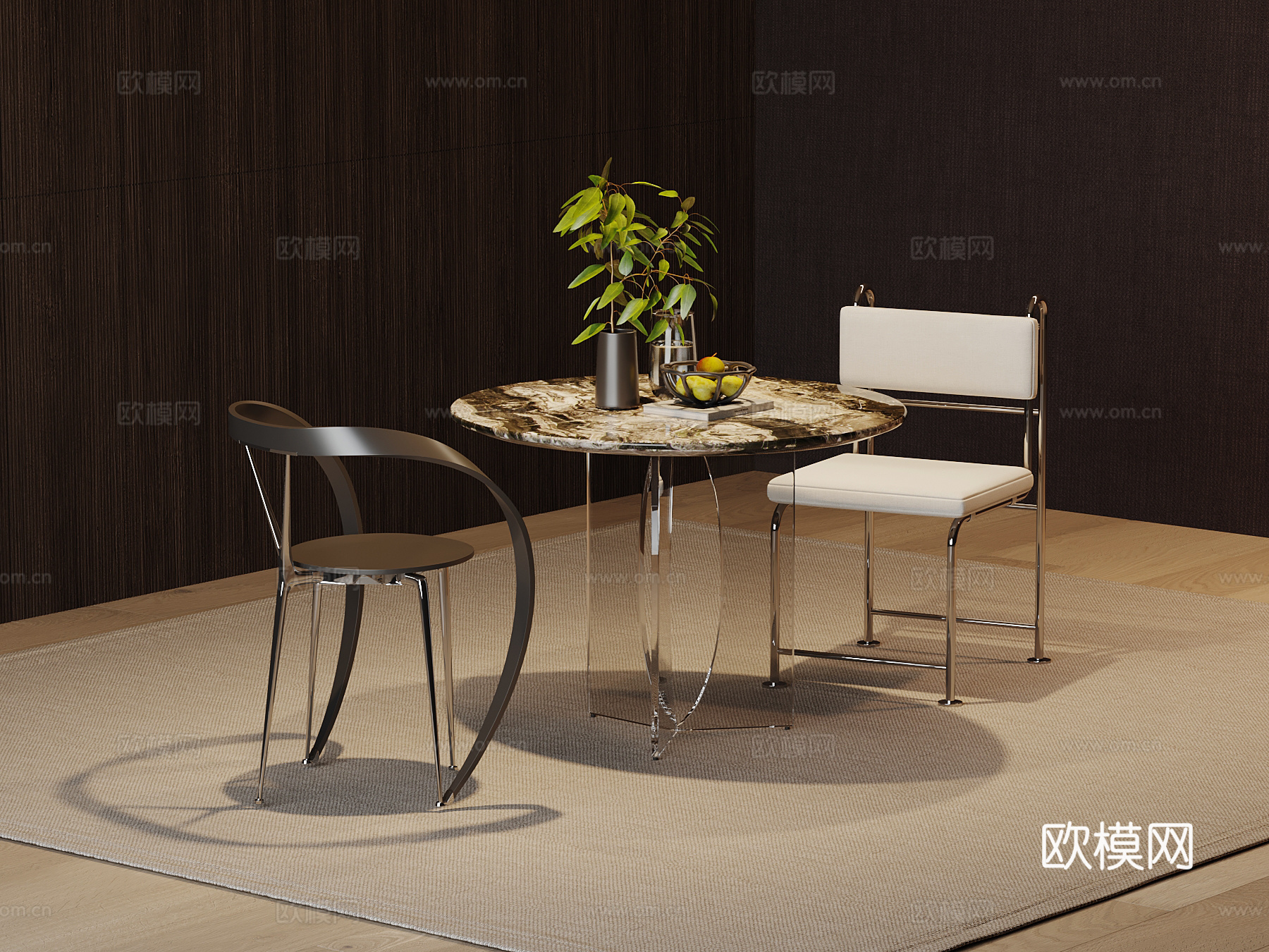 现代洽谈桌椅 休闲桌椅su模型