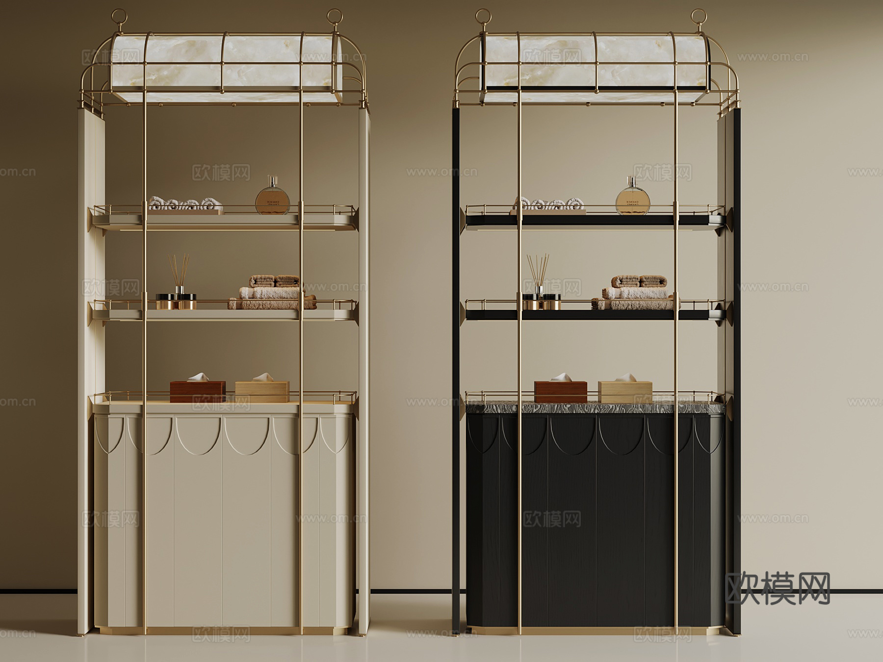 现代酒店边柜_装饰柜_轻奢su模型