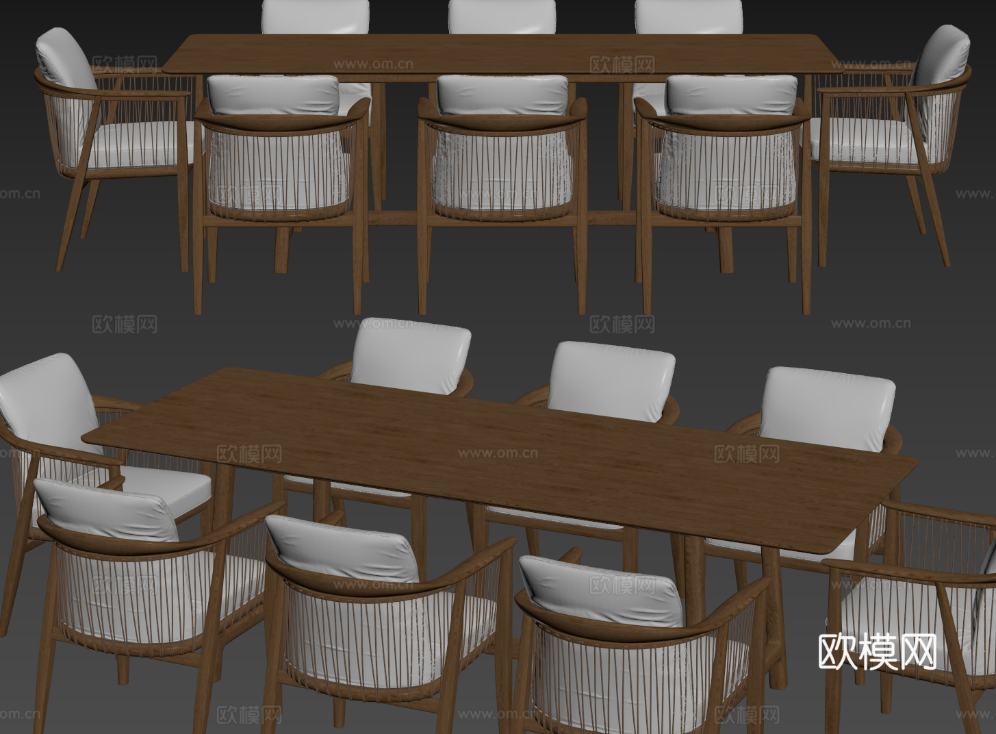 中古桌椅组合 餐桌组合 茶桌椅 长桌 休闲桌椅su模型
