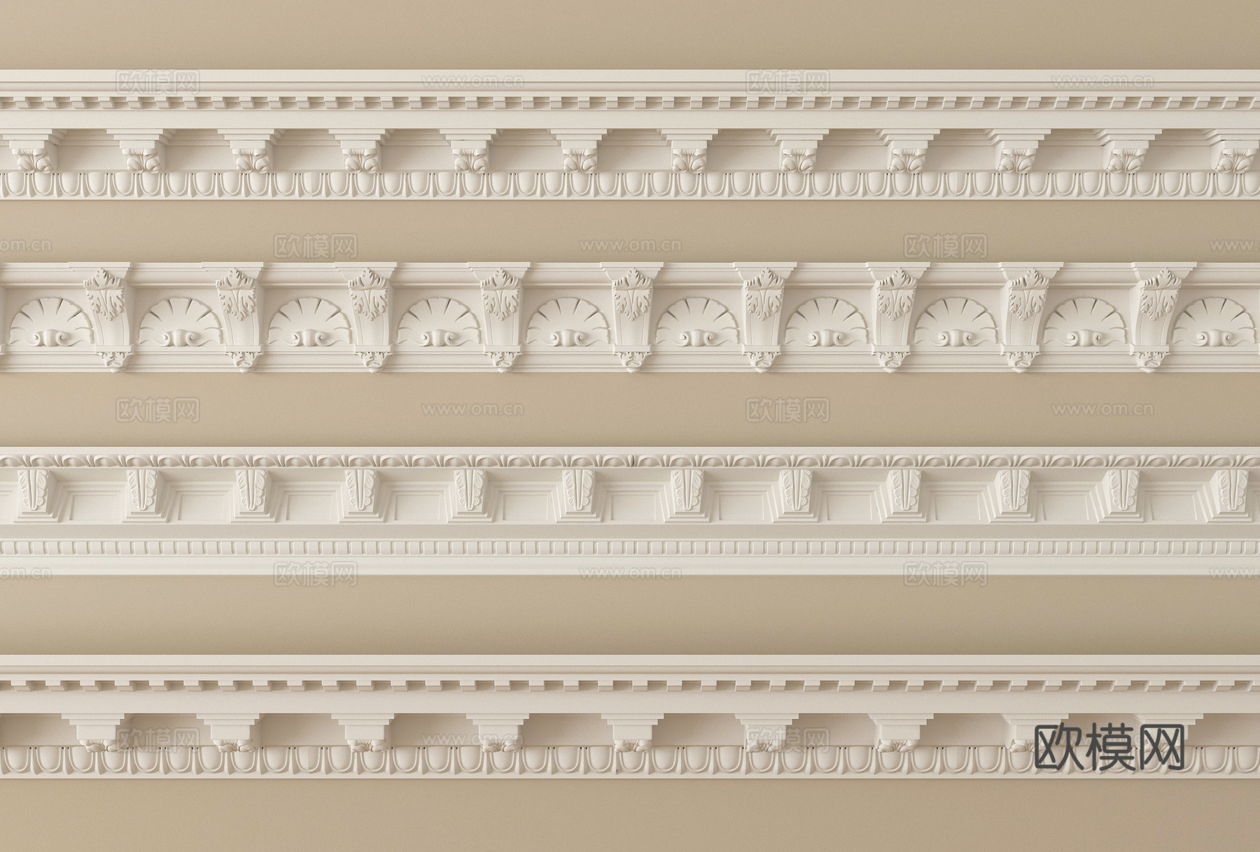 简欧石膏线 石膏构件 线条su模型
