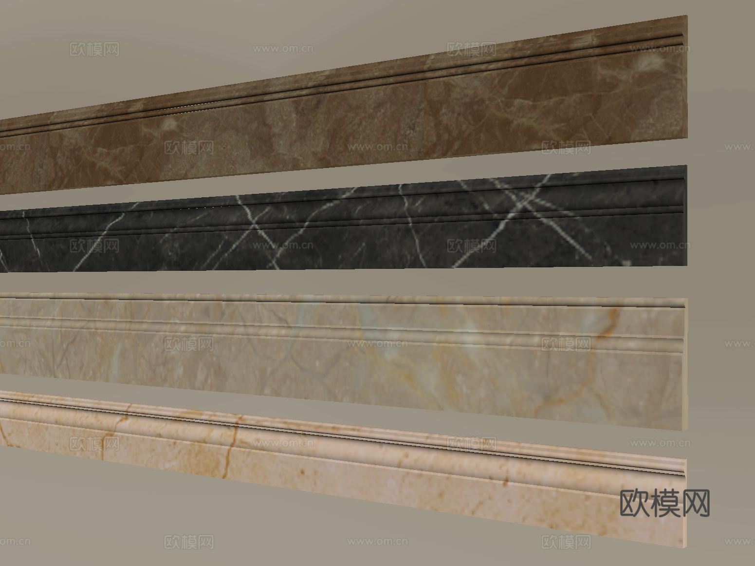 现代踢脚线 石材踢脚线su模型