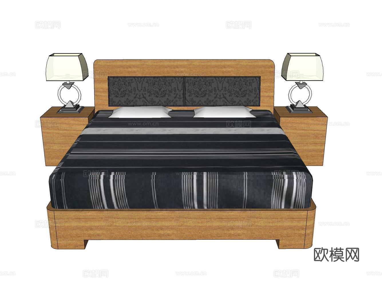 双人床su模型