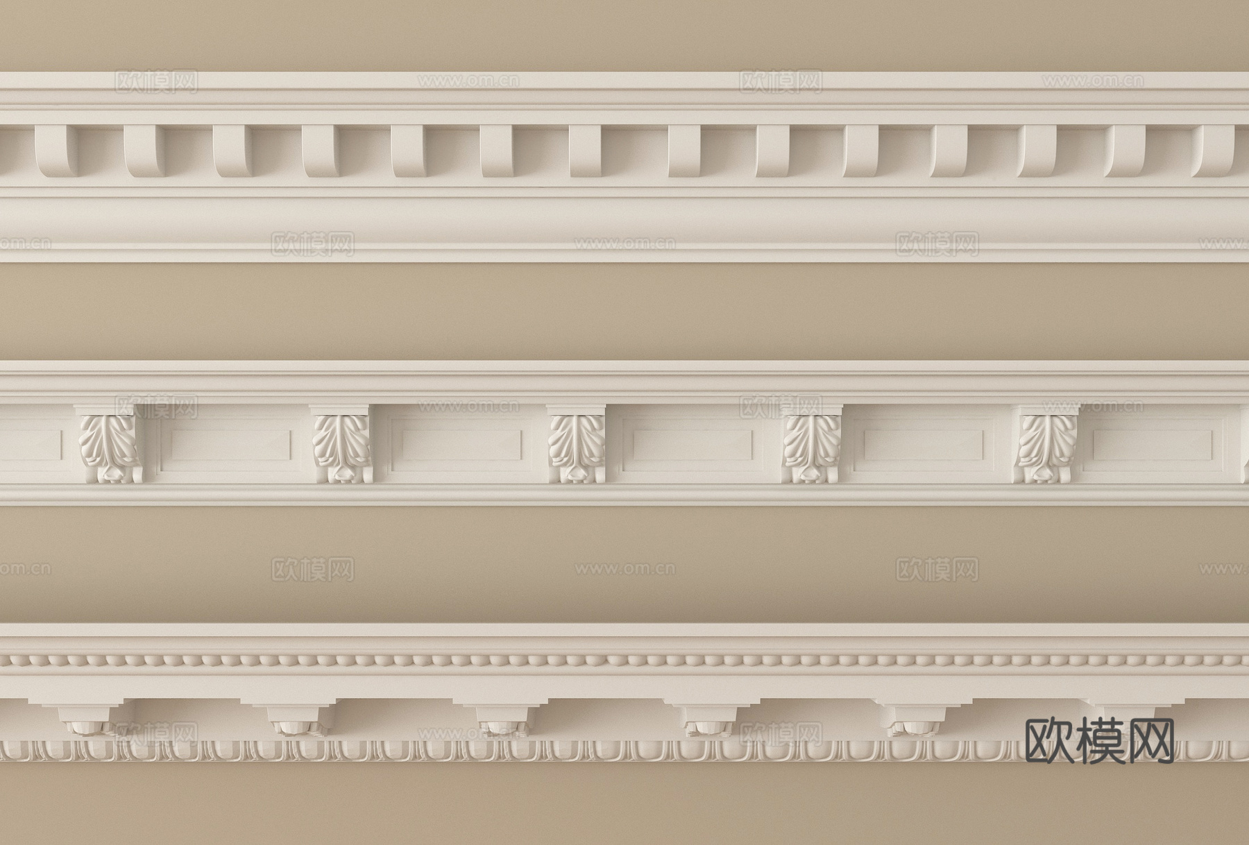 简欧石膏线 石膏构件 线条su模型