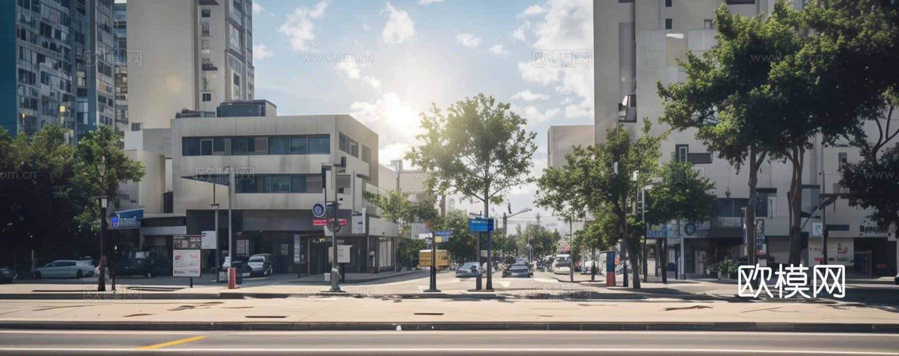 街道外景_道路_人行道_商业街外景
