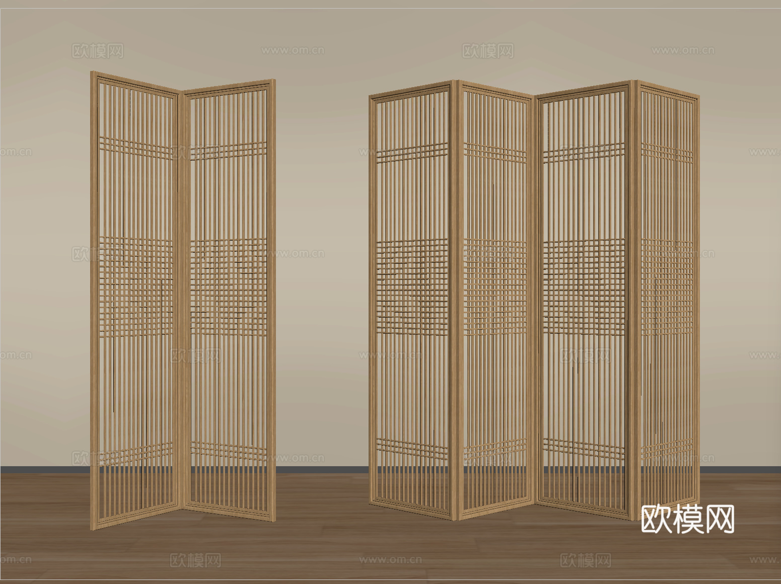 新中式屏风隔断 折叠屏风 花格屏风隔断su模型