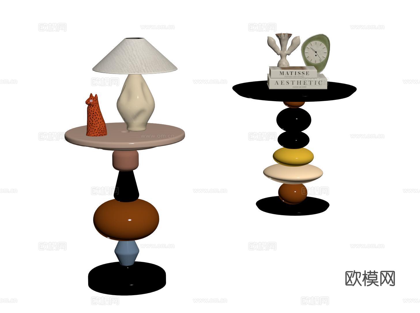 包豪斯边几 多巴胺圆几角几 孟菲斯小茶几su模型