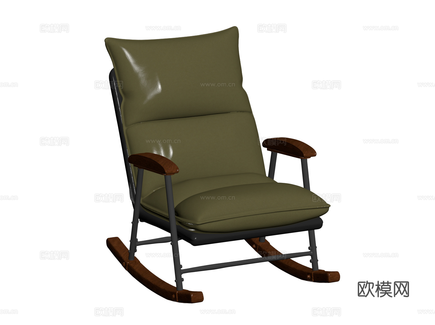 复古摇椅 中古休闲椅 摇摇椅 单人沙发su模型