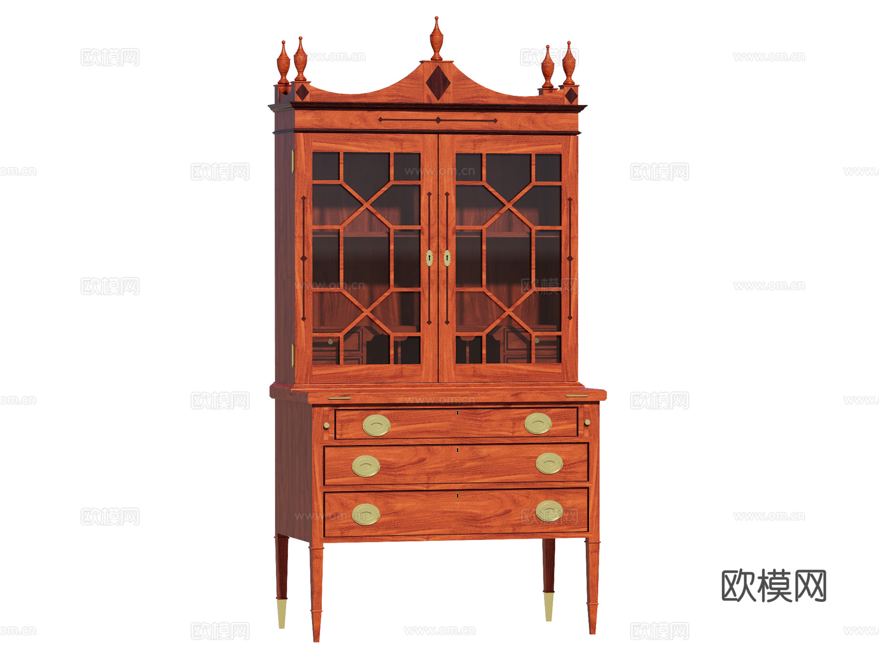 复古欧式边柜装饰柜储物柜su模型