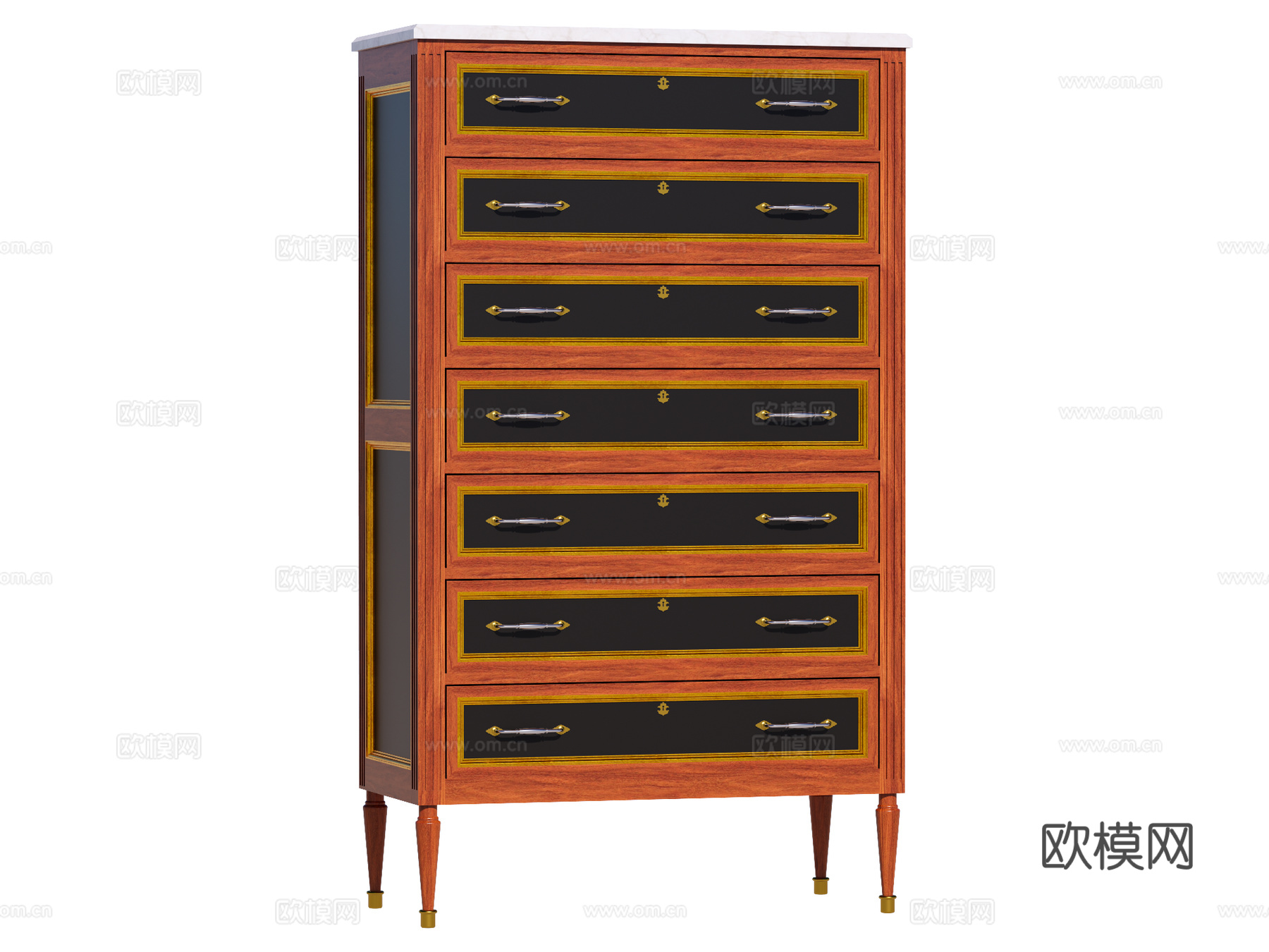 复古中古欧式边柜斗柜装饰柜储物柜su模型
