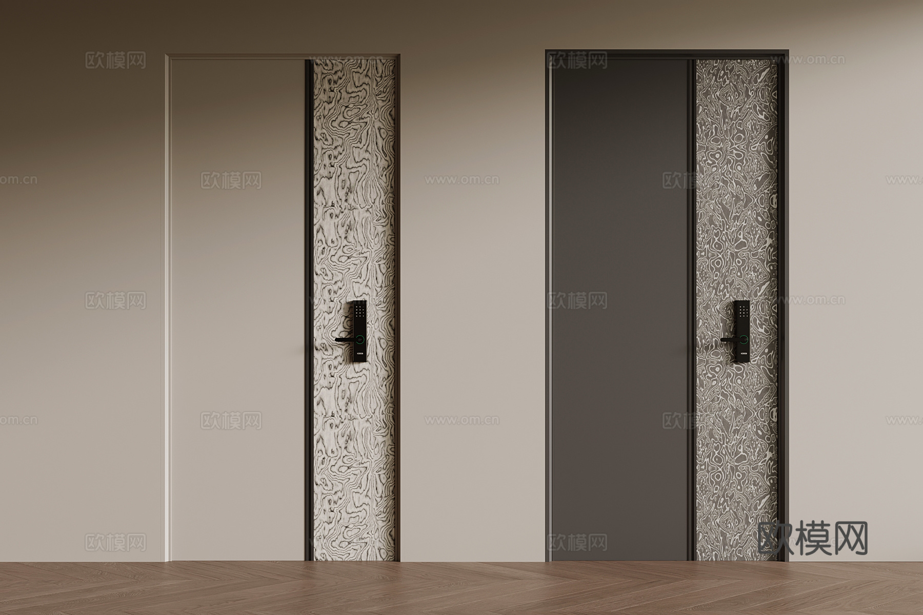 现代子母门 单开门 防盗门 入户门su模型