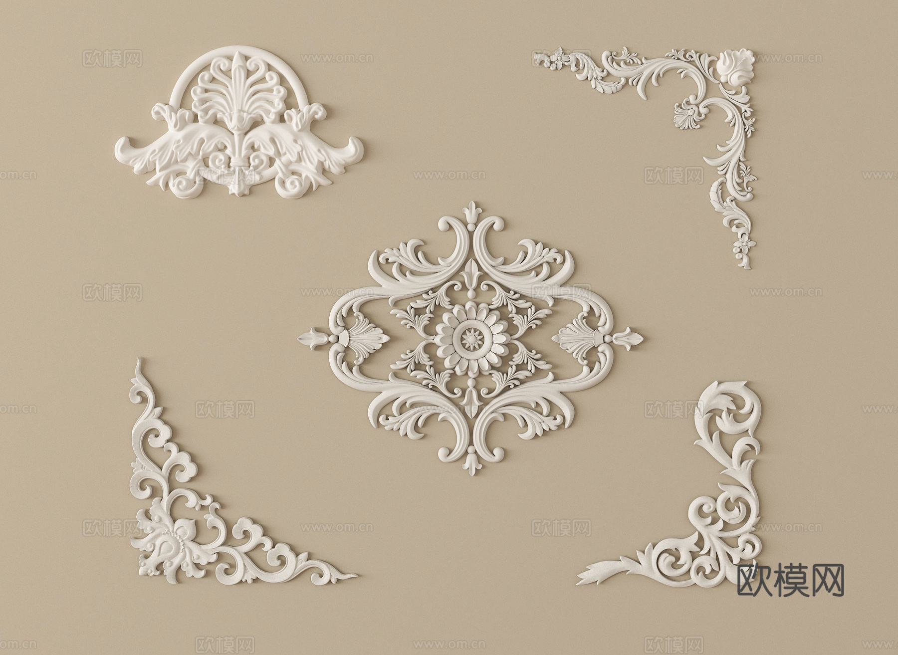 欧式雕花 角花 雕花石膏线条 石膏雕花顶花su模型su模型