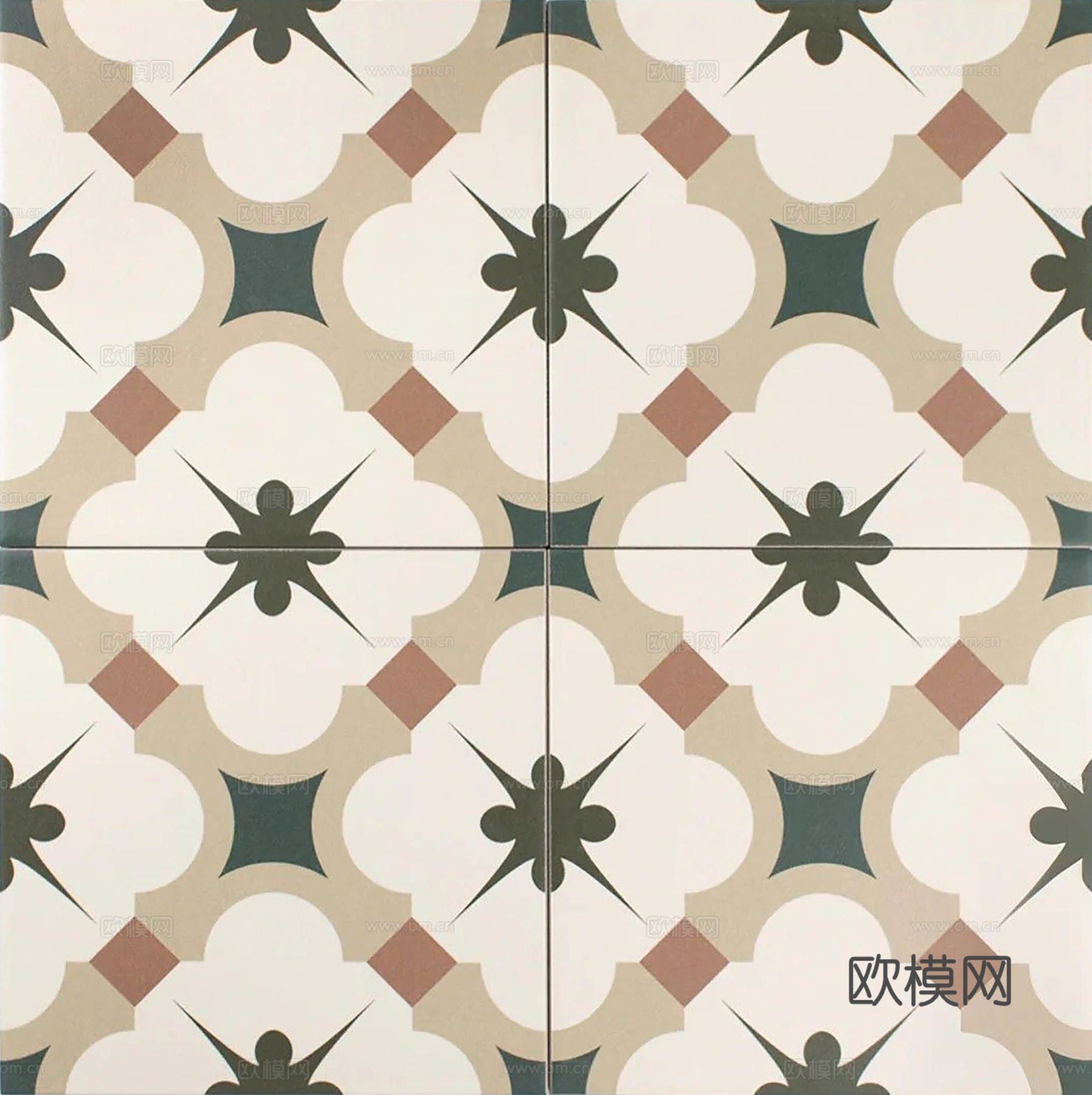 暖色地砖_法式复古小花砖