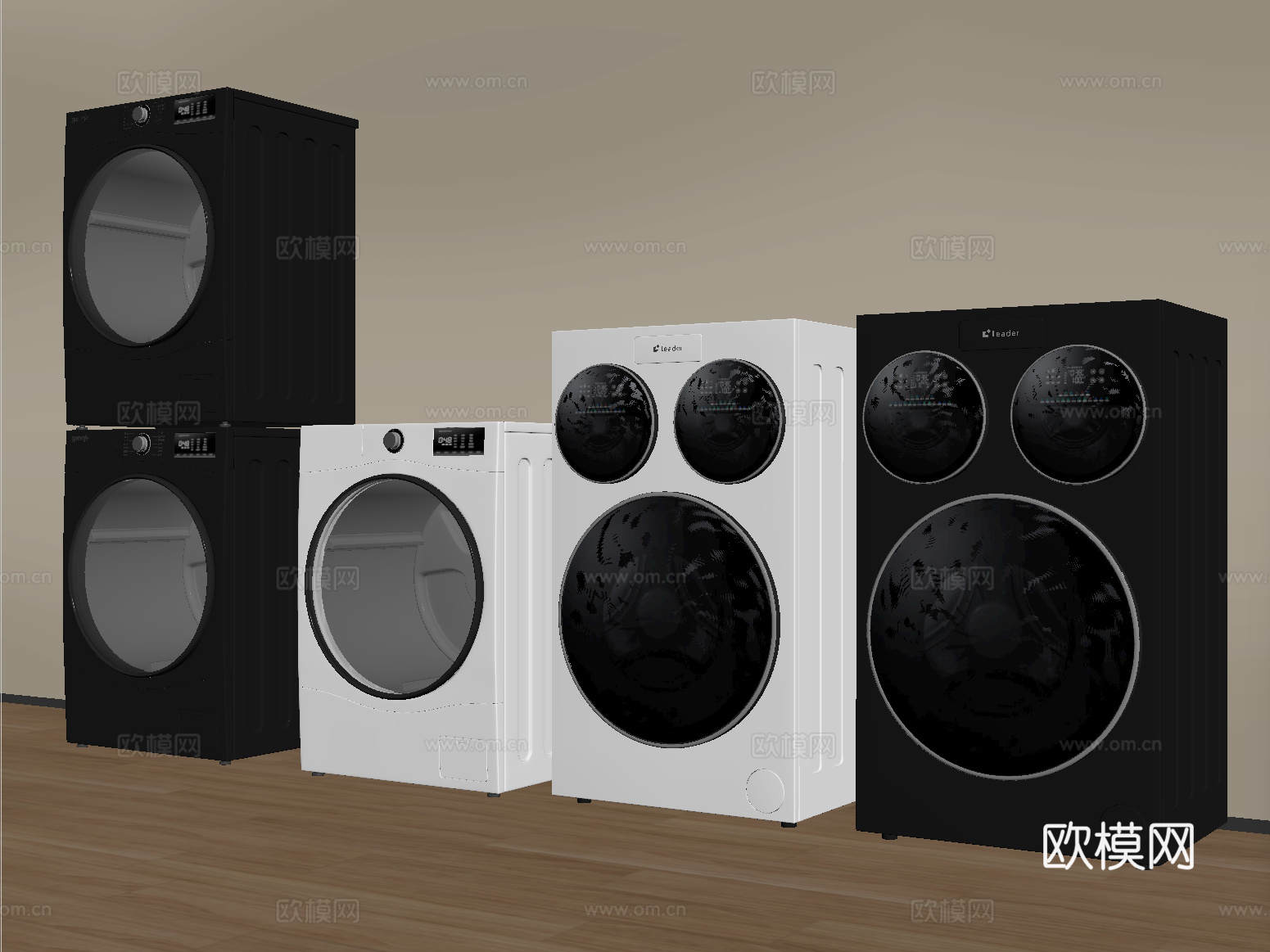 现代洗衣机 滚筒洗衣机 洗衣机烘干机su模型