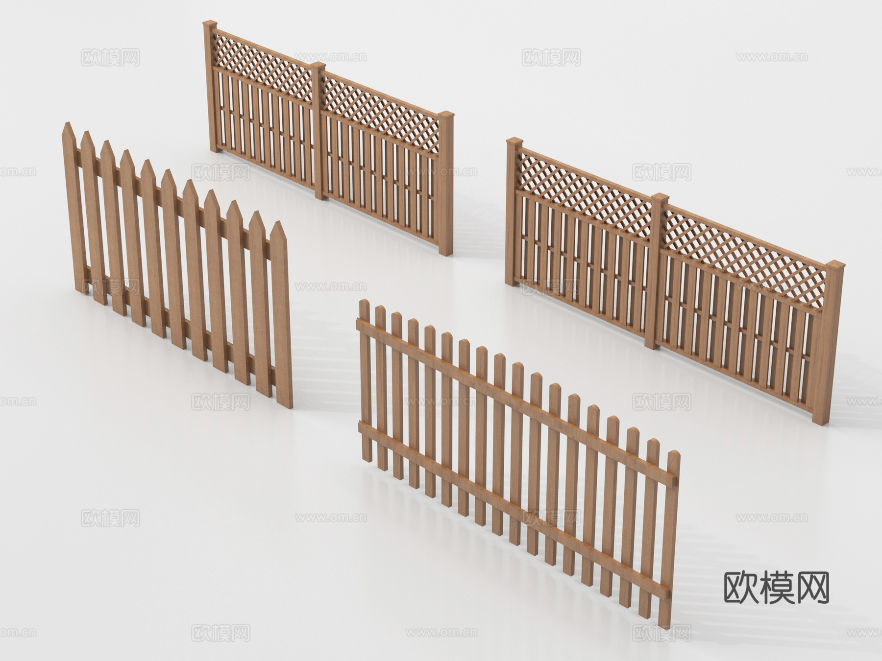 新中式栅栏 围栏护栏 木栅栏 篱笆围墙su模型