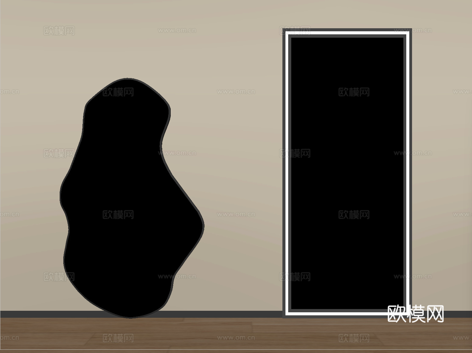 现代镜子 全身镜 落地镜 试衣镜 异形镜su模型