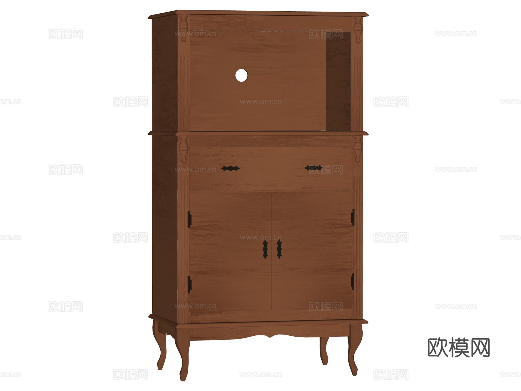 复古欧式边柜装饰柜储物柜su模型