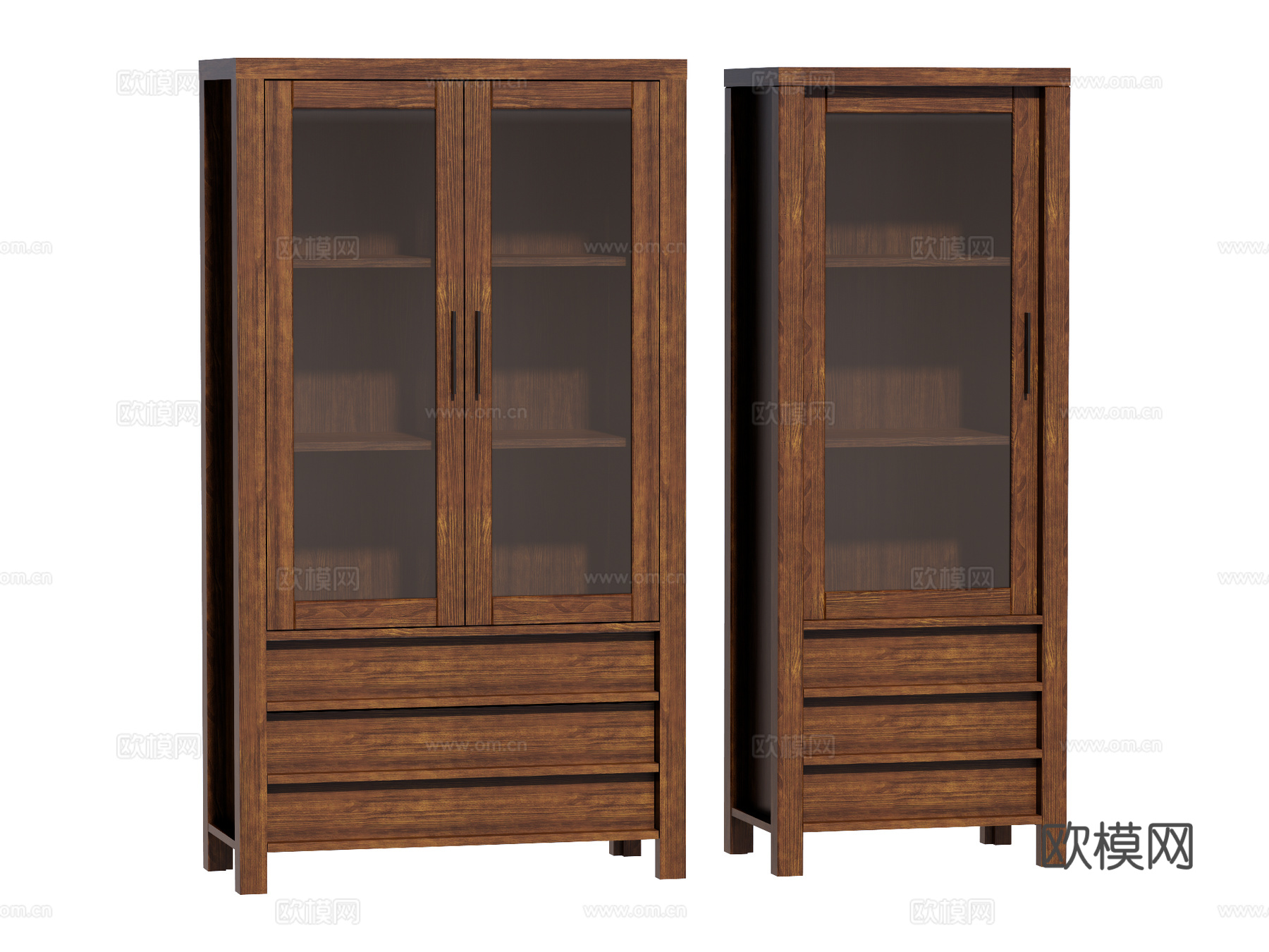 复古中古边柜装饰柜开放柜储物柜su模型