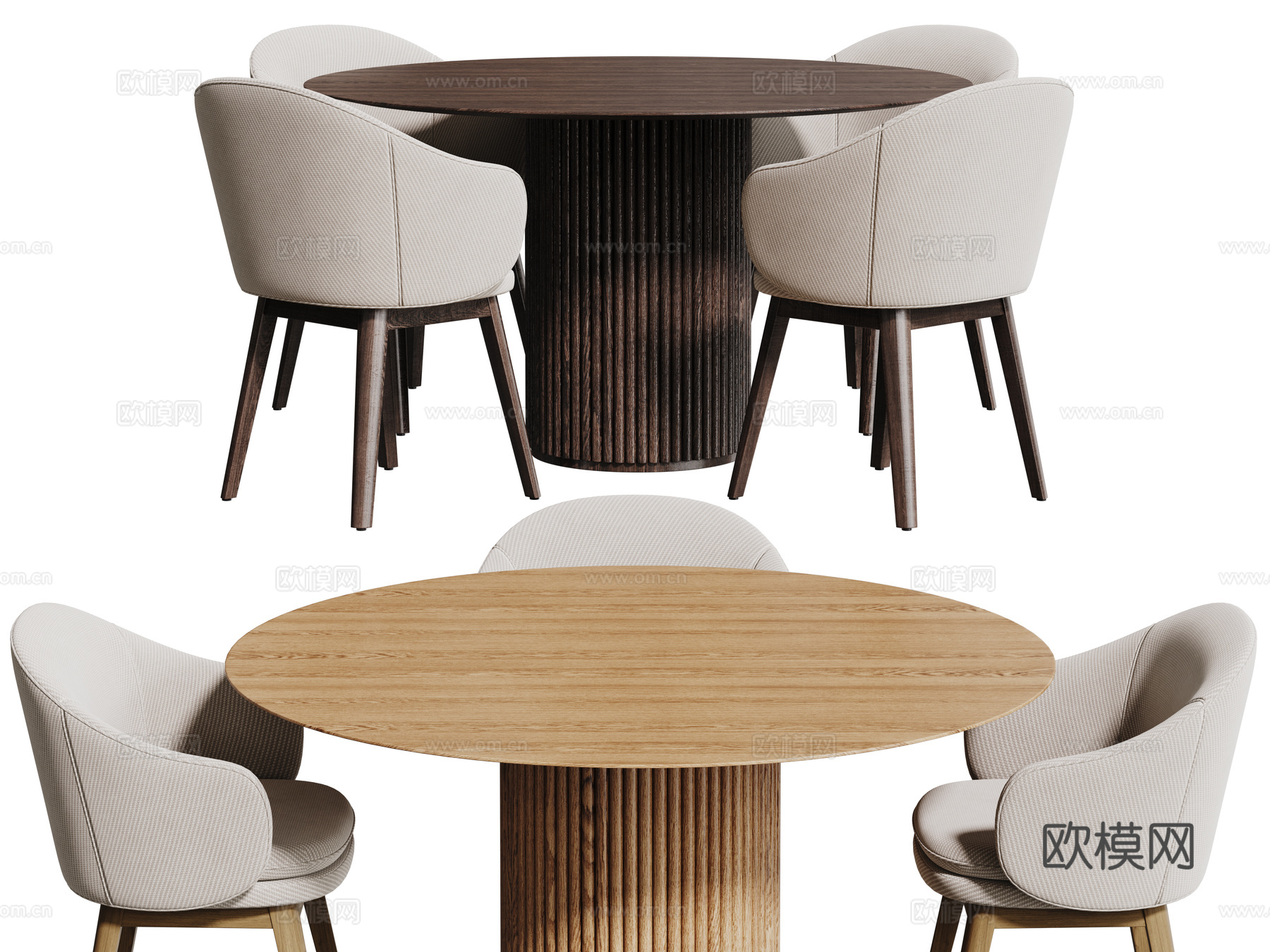 中古桌椅组合 圆形餐桌 洽谈桌椅 圆桌 休闲桌椅su模型
