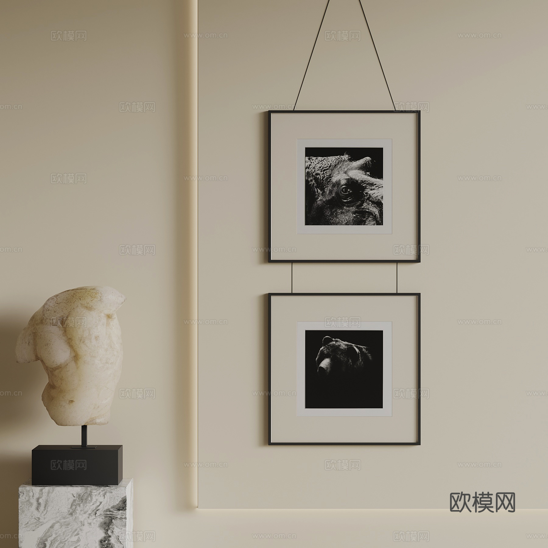 中古风装饰画 现代装饰画su模型