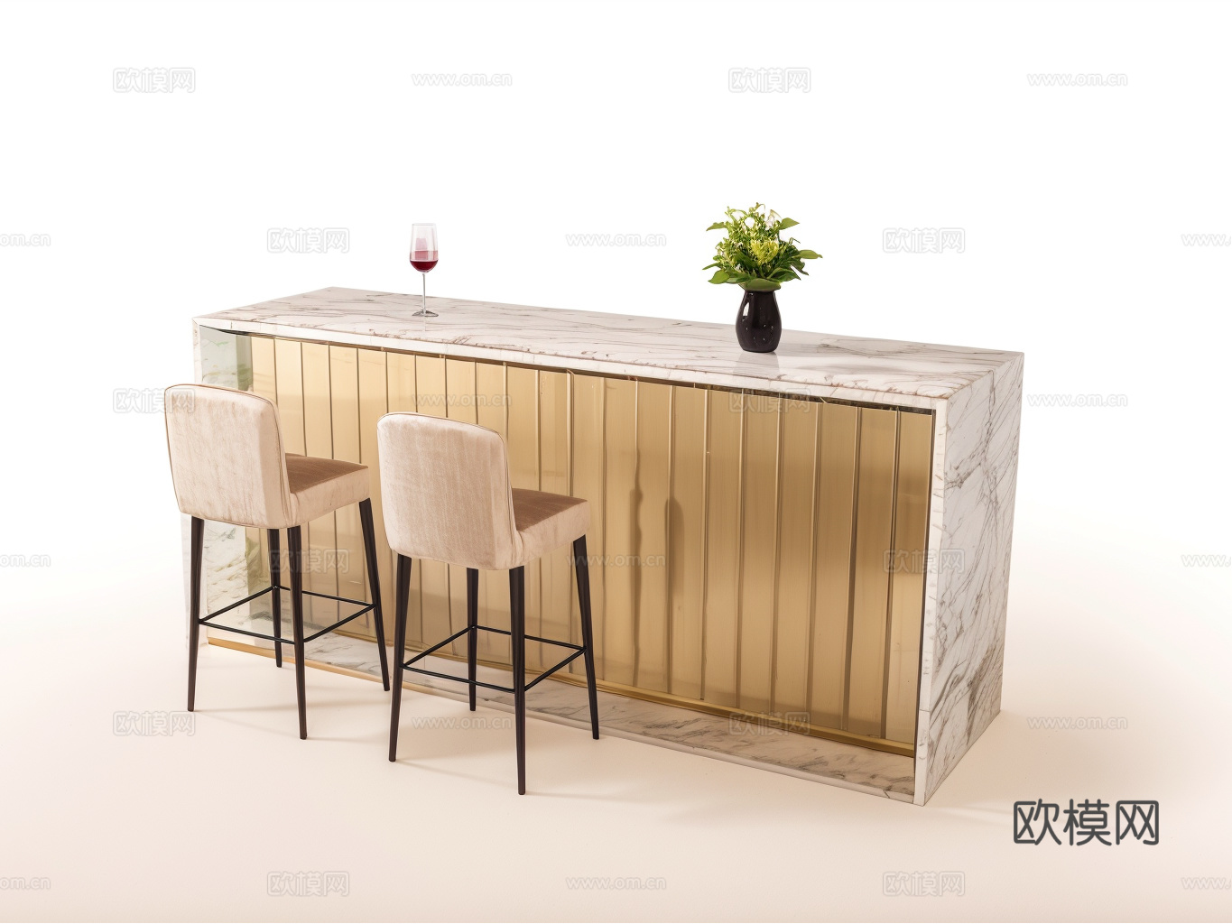 吧台su模型