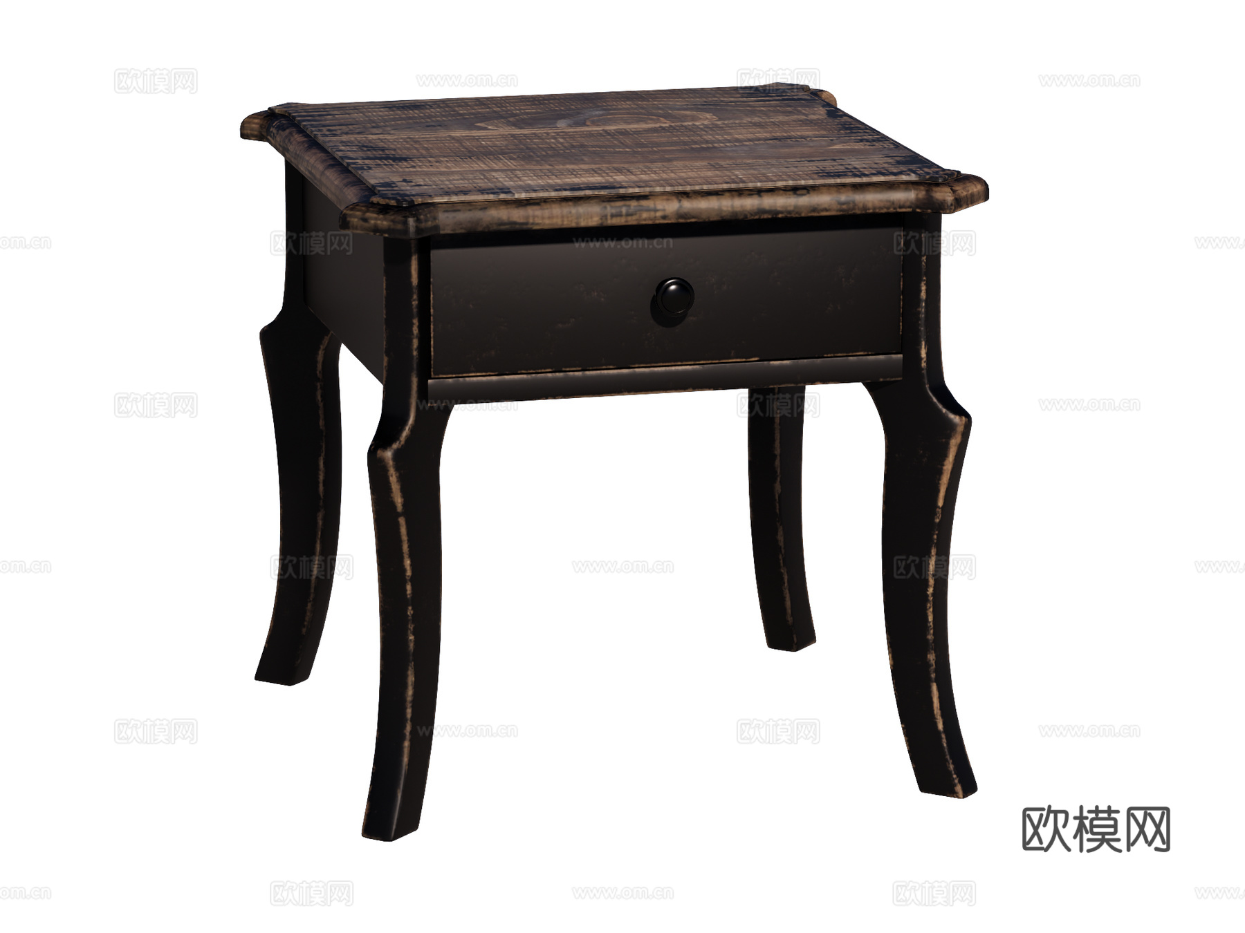 侘寂复古家具床头柜装饰柜角几su模型