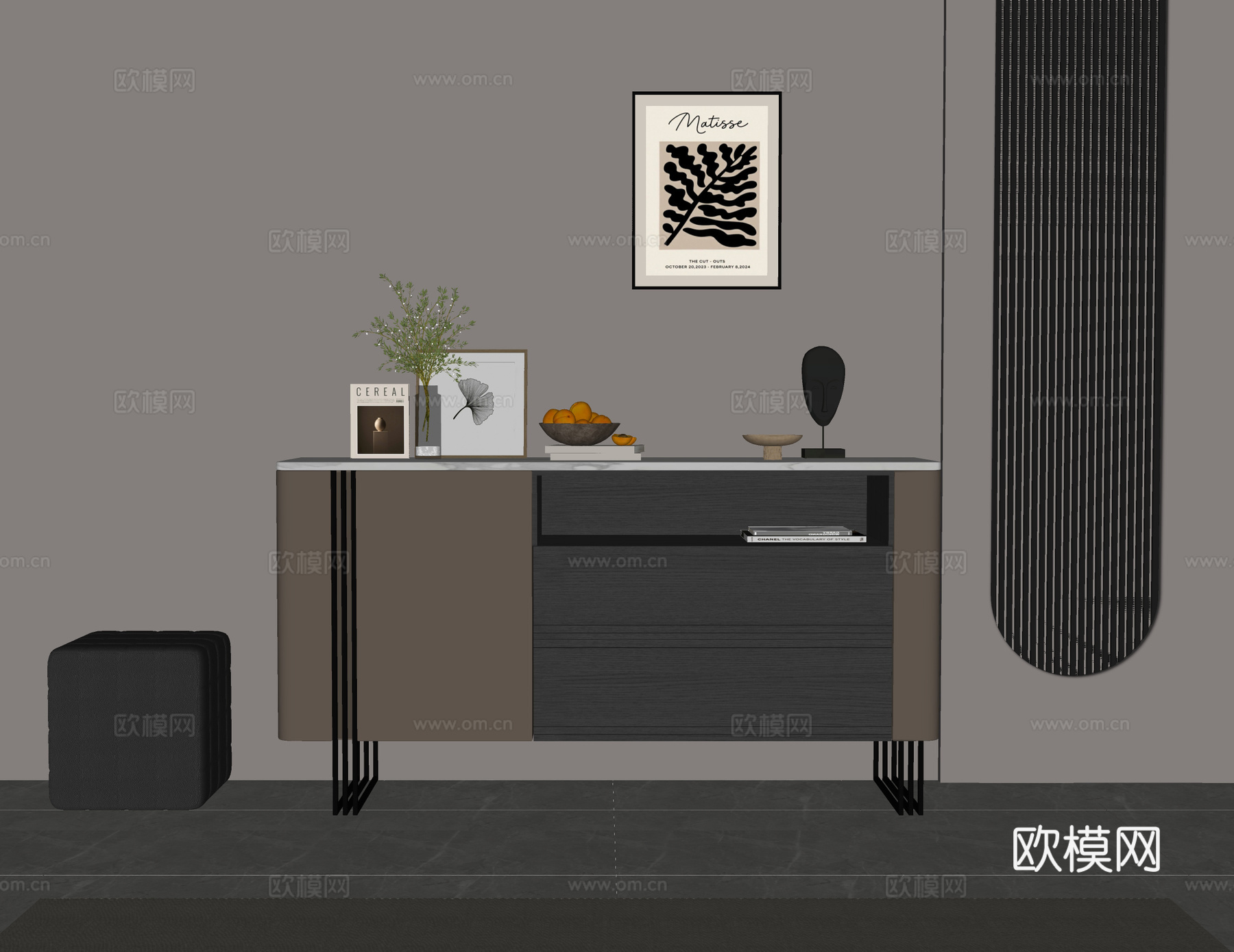 意式边柜 玄关柜su模型