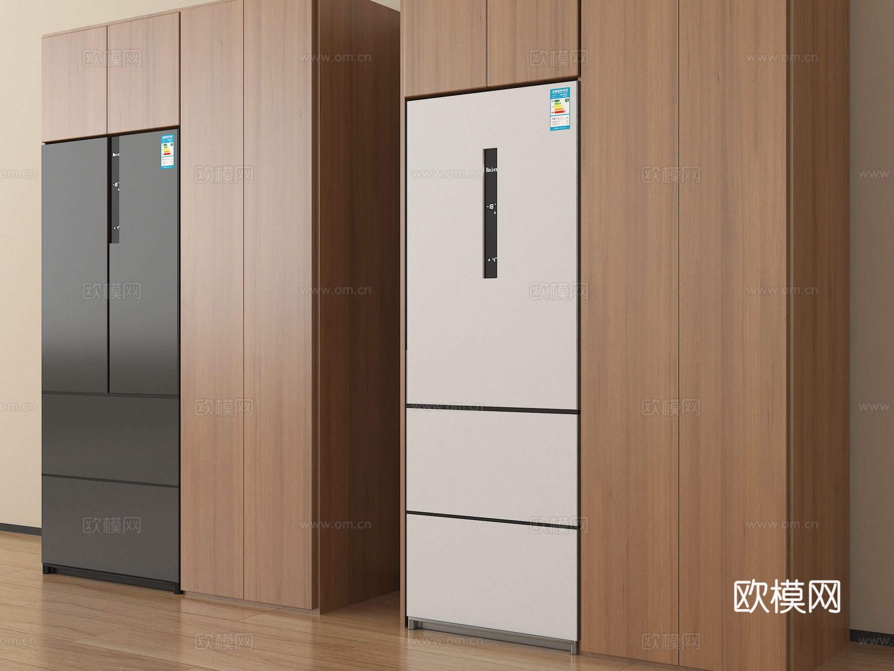 现代嵌入式冰箱 三门冰箱 四门冰箱su模型