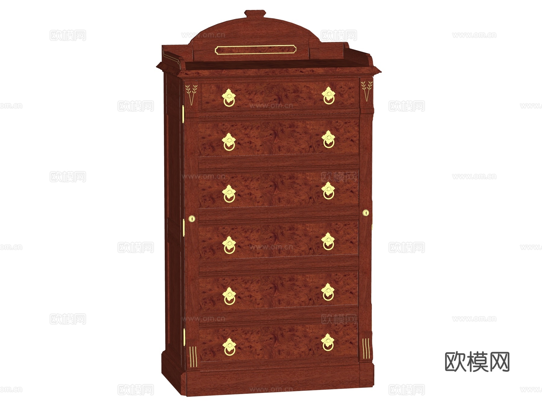 复古欧式边柜斗柜装饰柜储物柜su模型