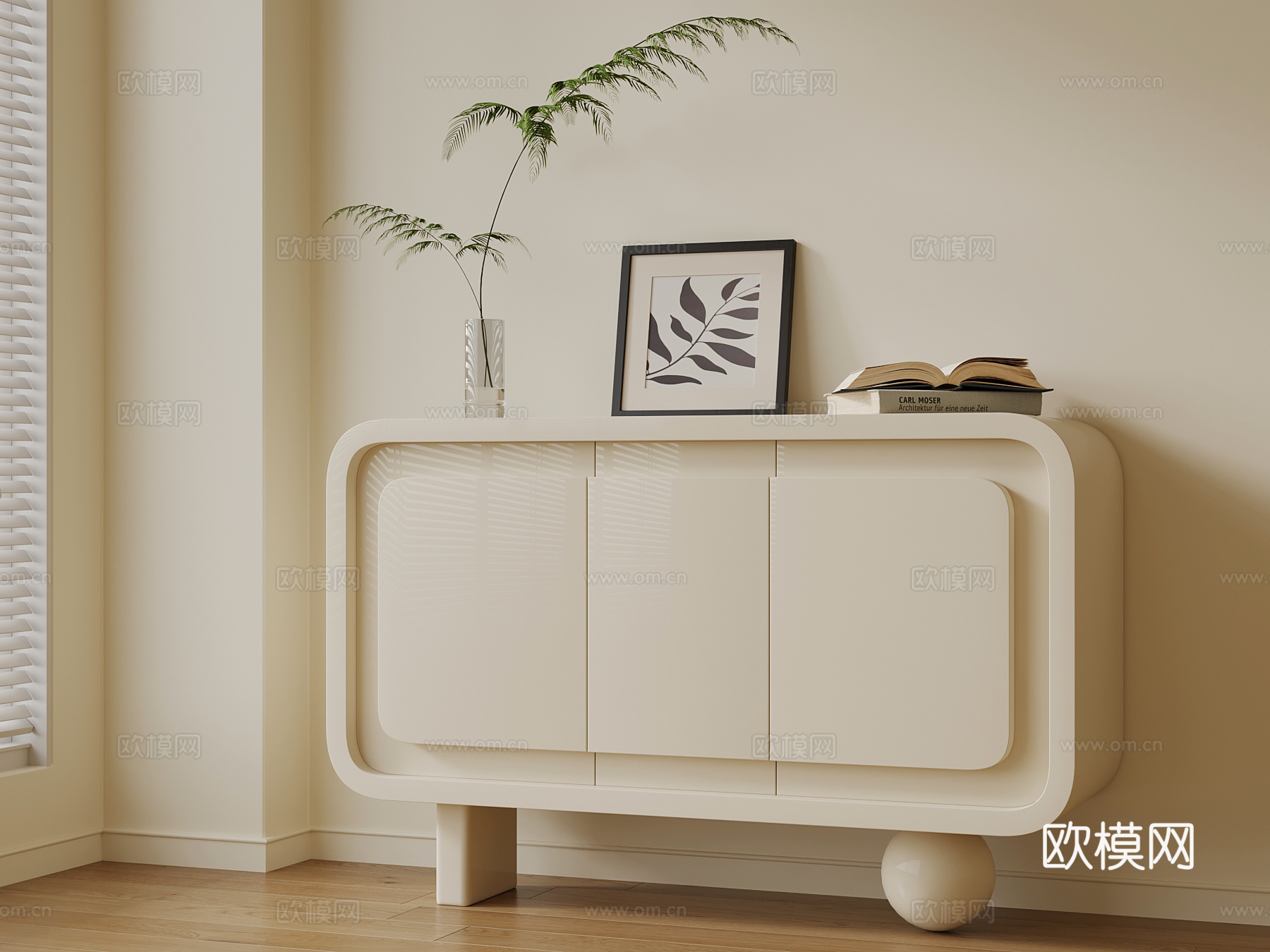 奶油风玄关柜 边柜su模型