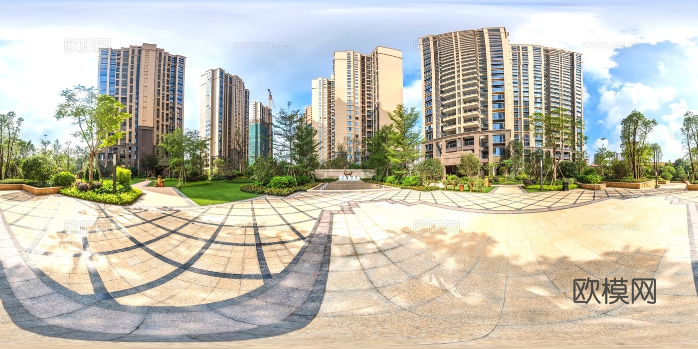 HDR城市小区社区广场全景