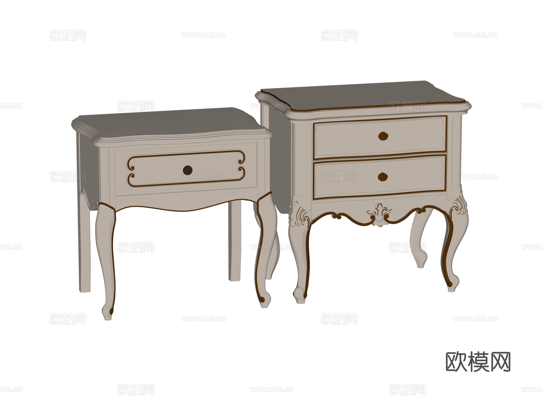 欧式床头柜装饰柜角几边几su模型