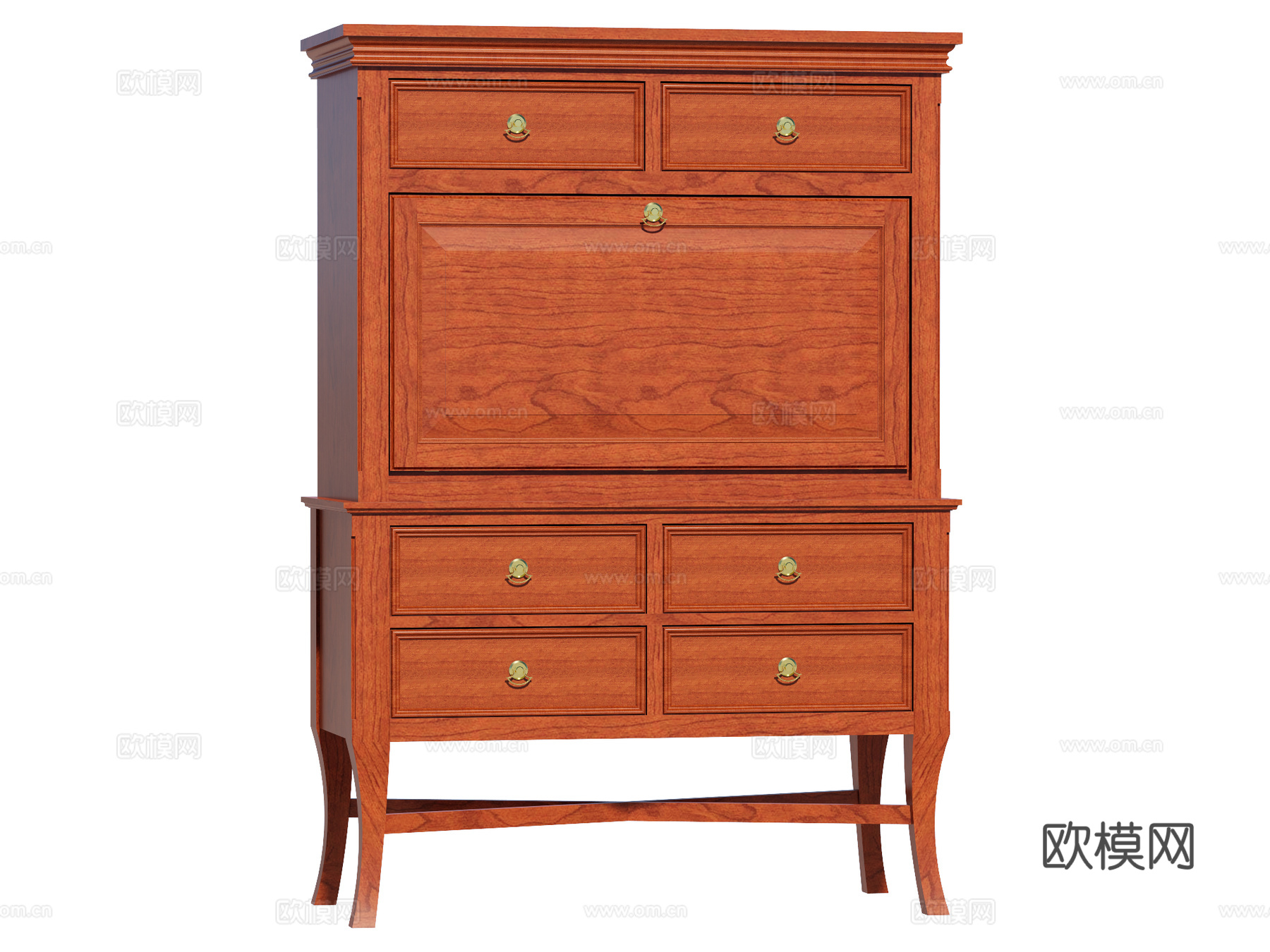 复古中古欧式边柜斗柜装饰柜储物柜su模型