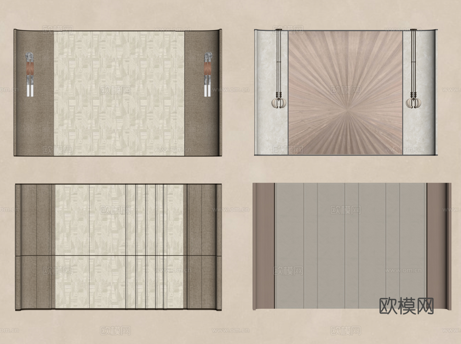 现代背景墙 卧室背景墙su模型