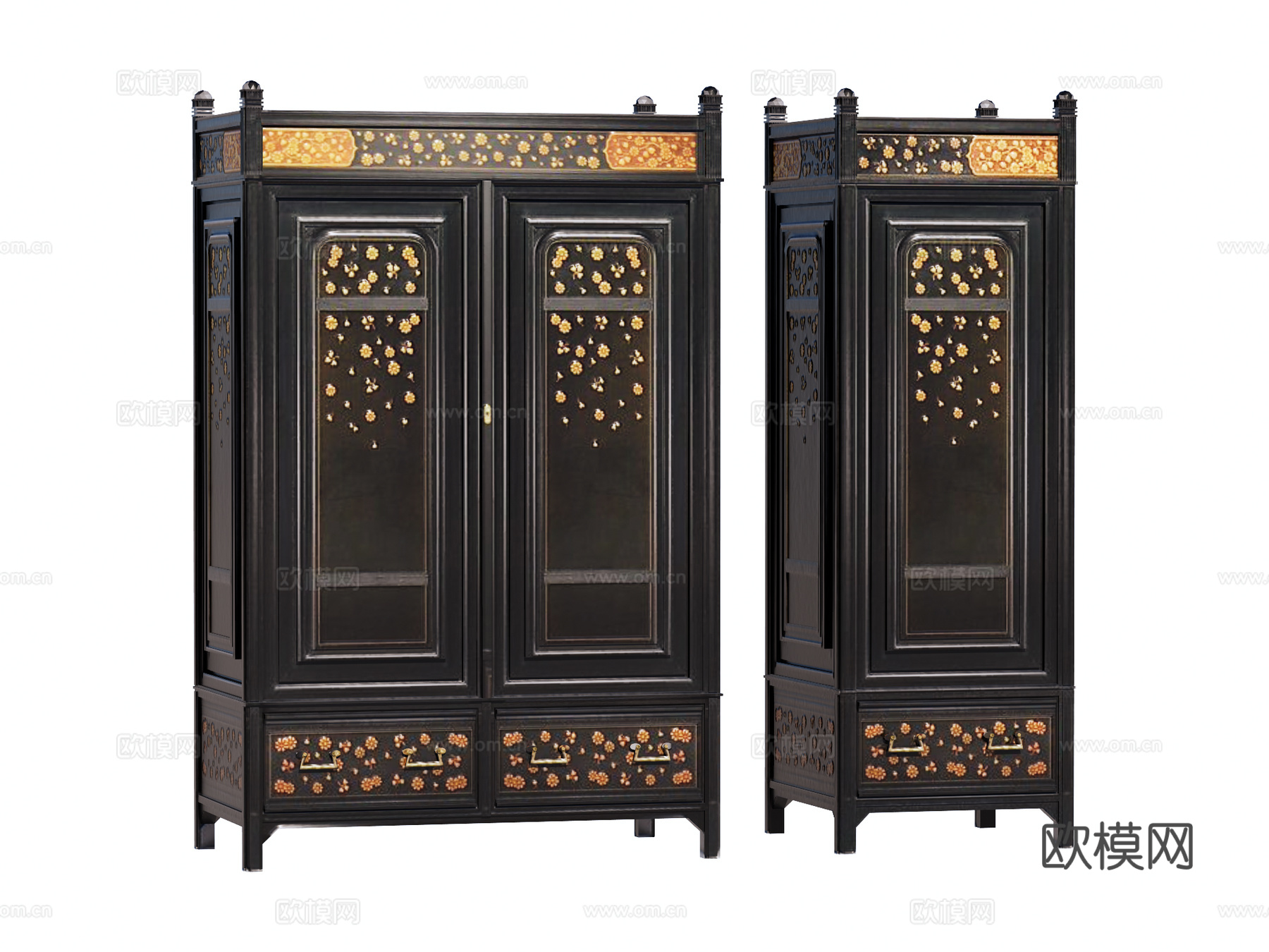 中式古董边柜装饰柜su模型