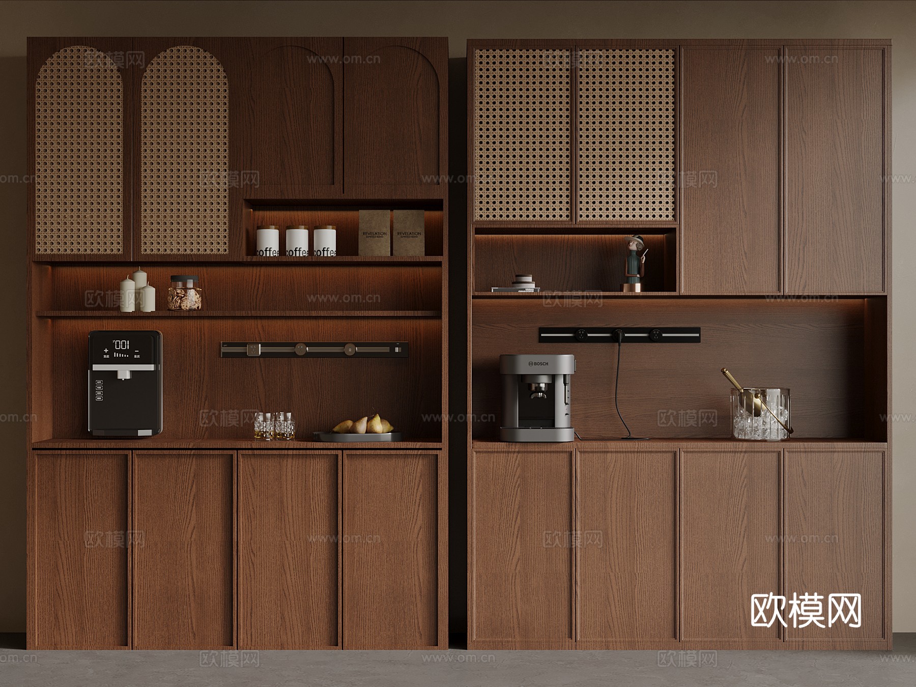 中古风酒柜 餐边柜su模型