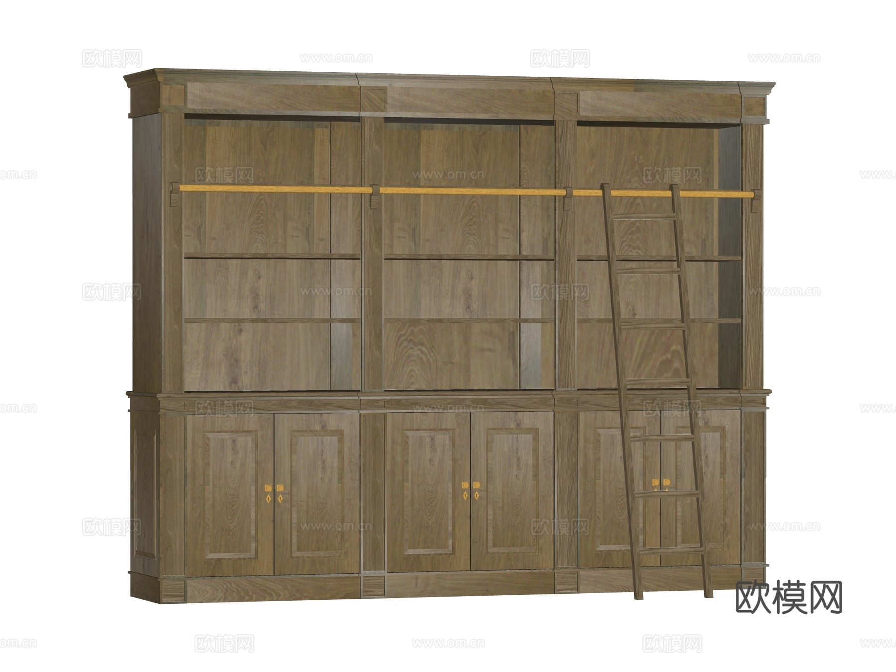 复古欧式美式书柜书架装饰柜su模型下载（渲染图2）