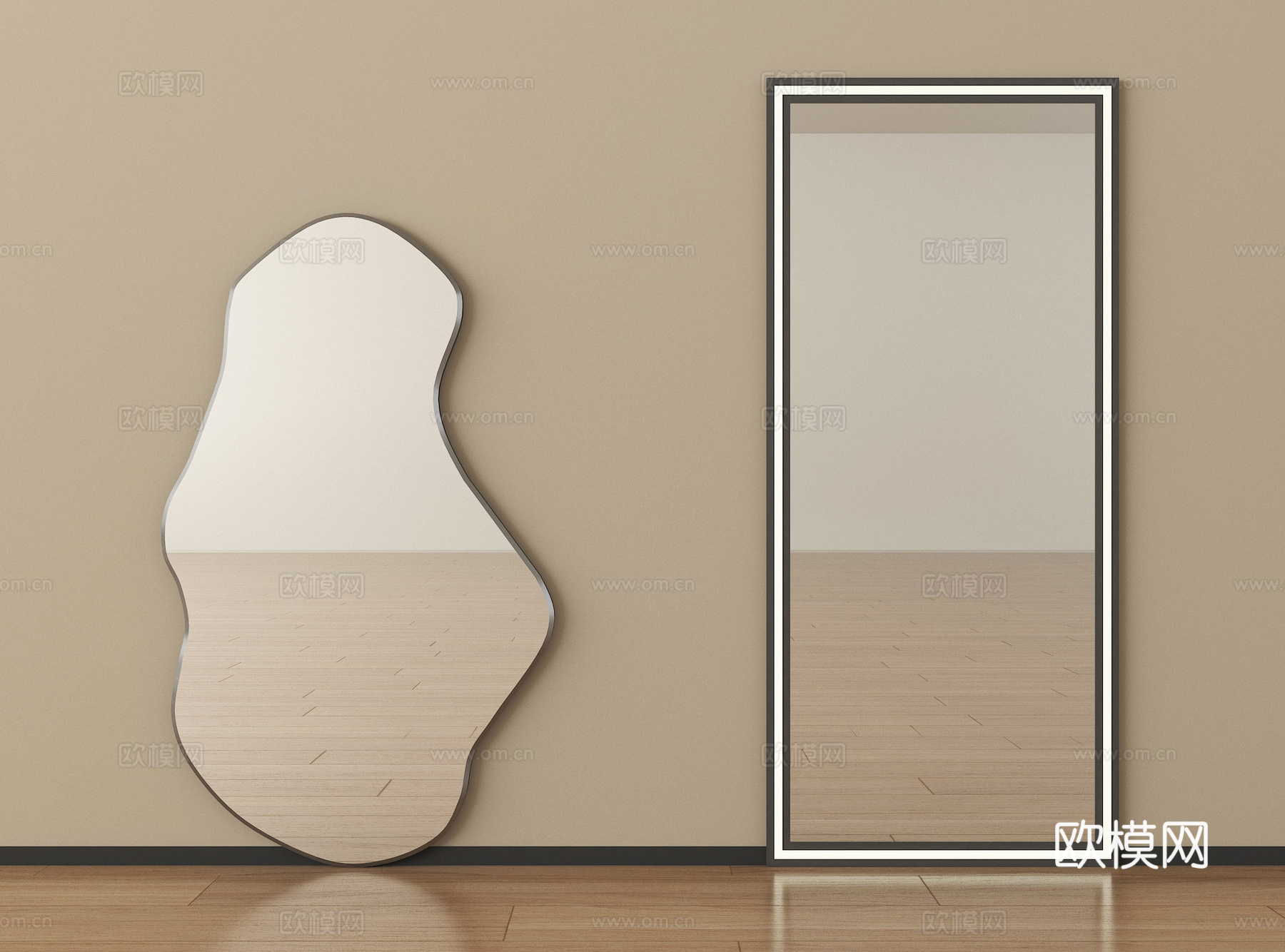 现代镜子 全身镜 落地镜 试衣镜 异形镜su模型