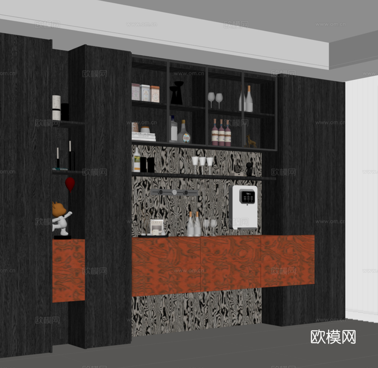 现代酒柜 餐边柜 酒架su模型