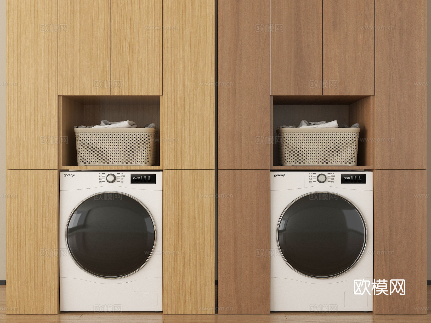 现代洗衣机柜 阳台柜 洗衣机su模型