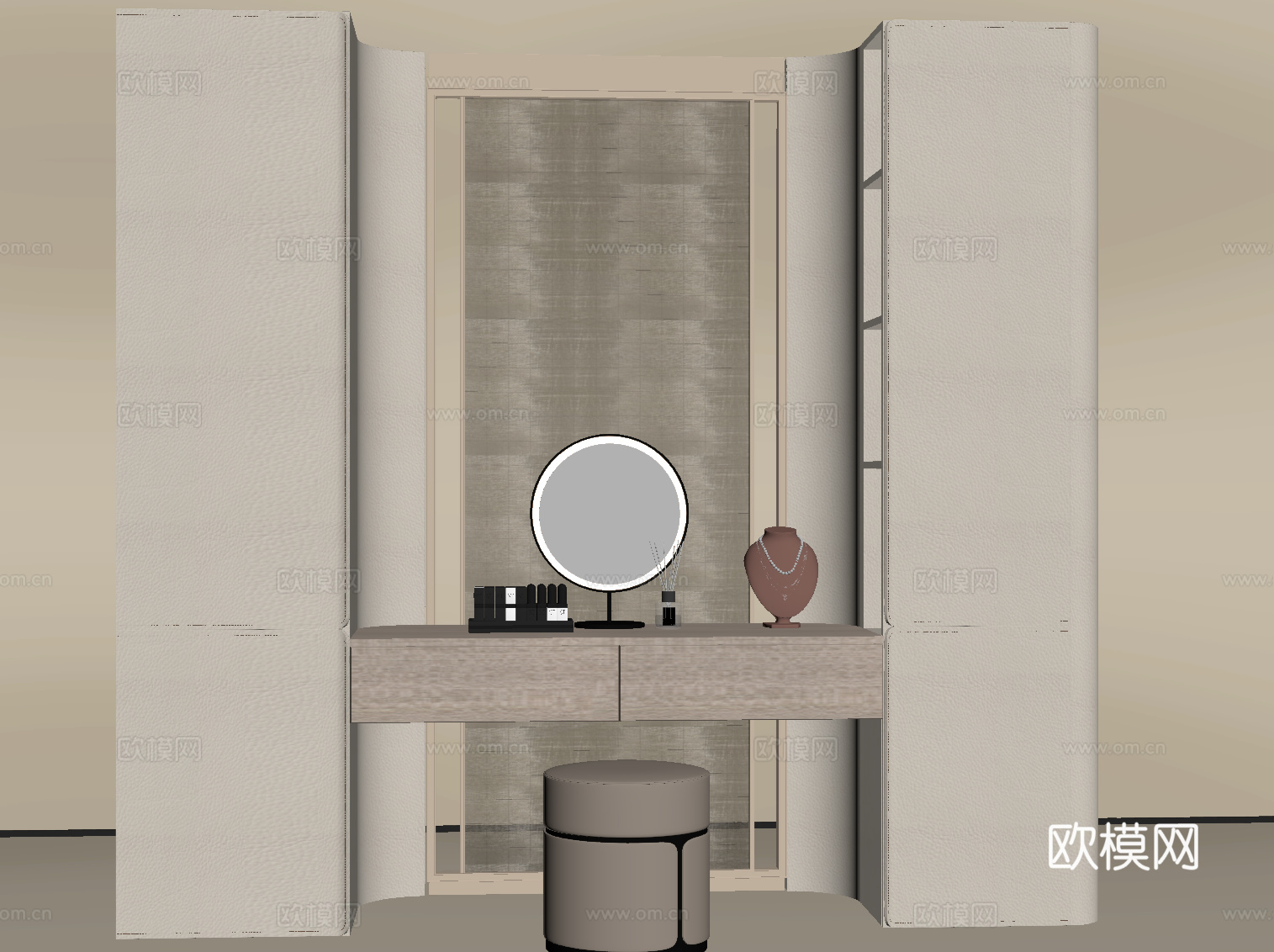现代衣柜 梳妆台su模型