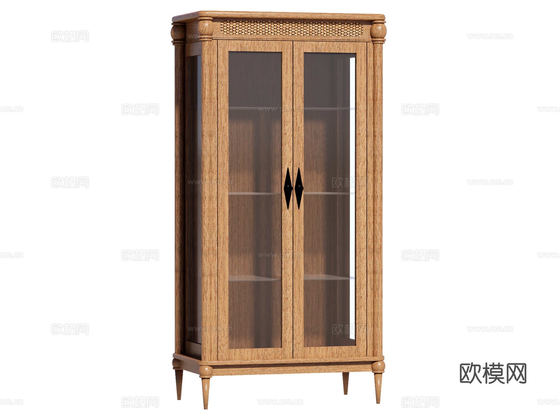 复古中古边柜装饰柜开放柜储物柜su模型