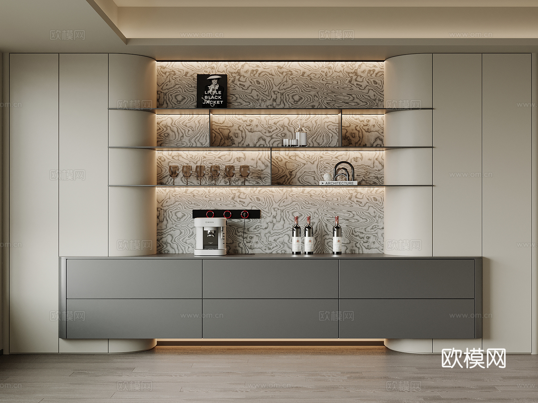 现代酒柜 餐边柜 酒架su模型