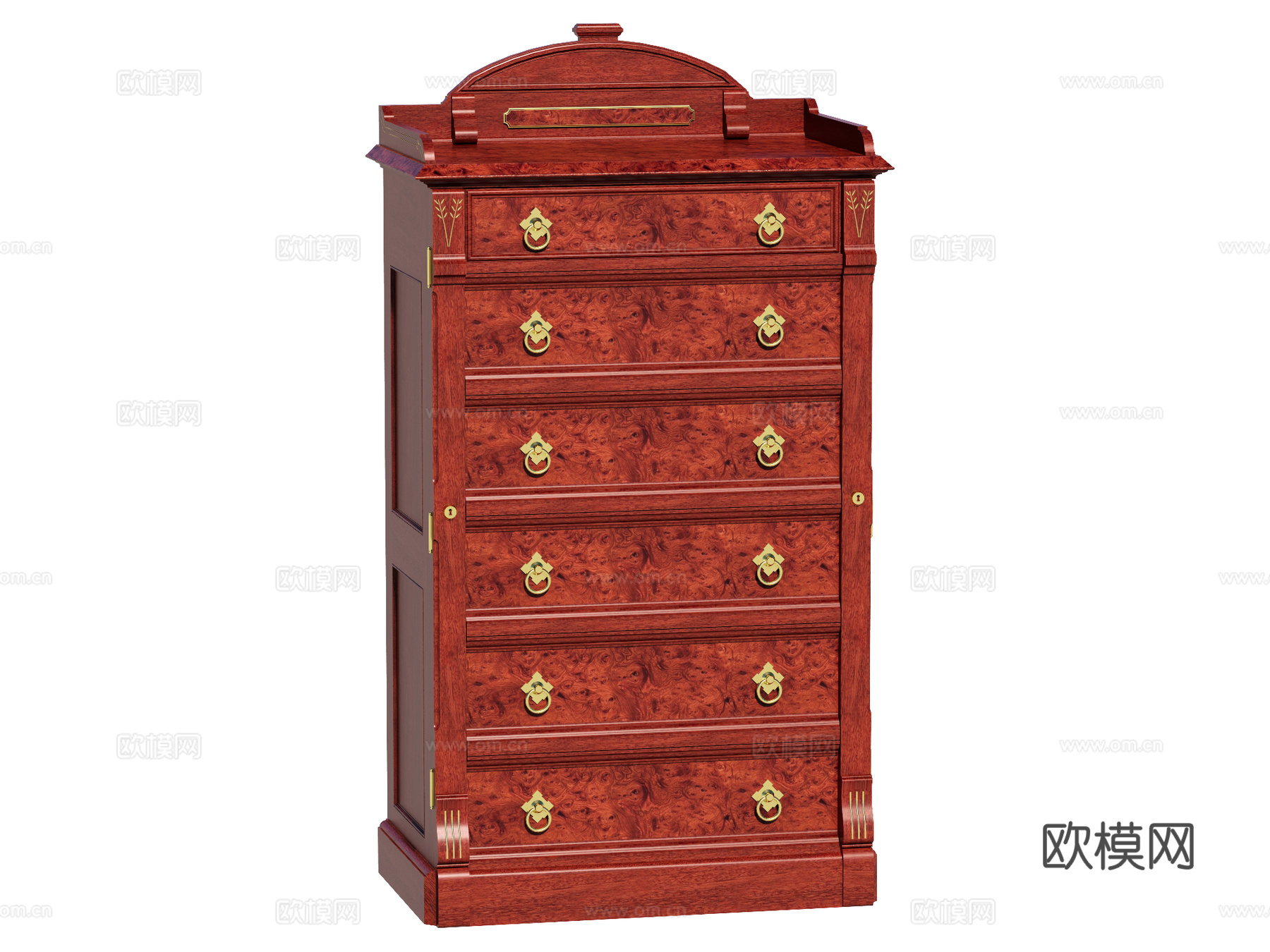 复古欧式边柜斗柜装饰柜储物柜su模型