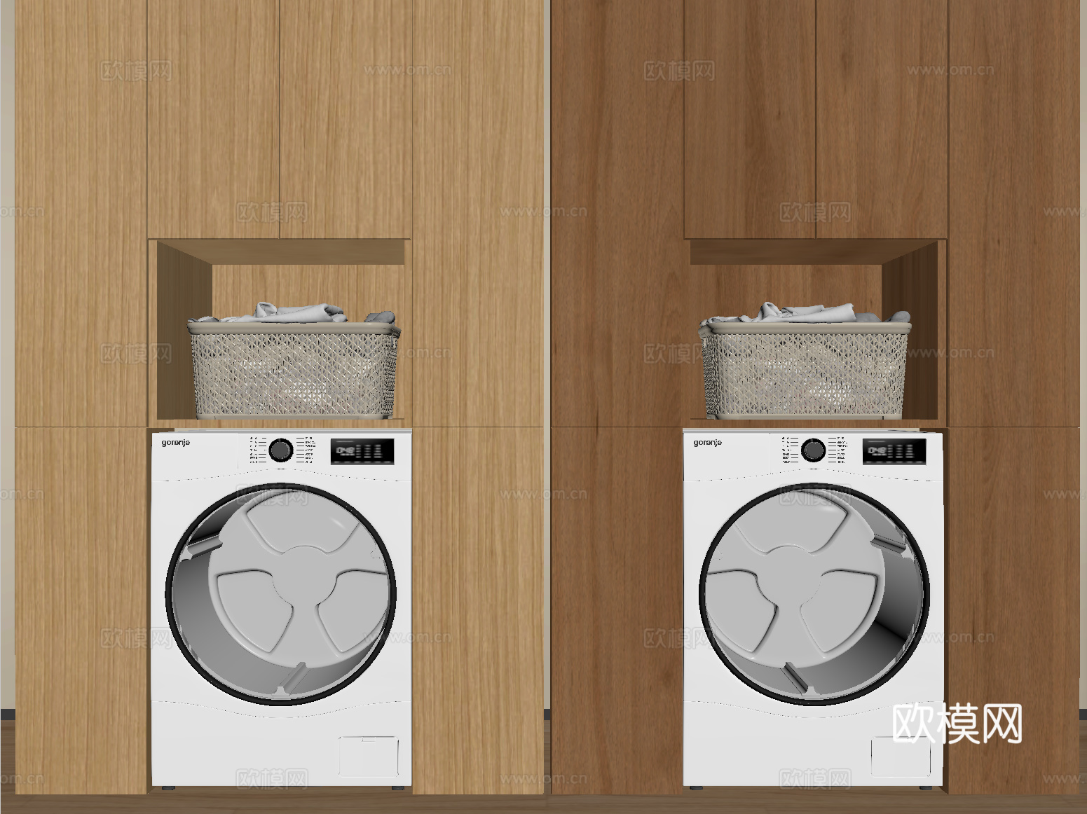 现代洗衣机柜 阳台柜 洗衣机su模型
