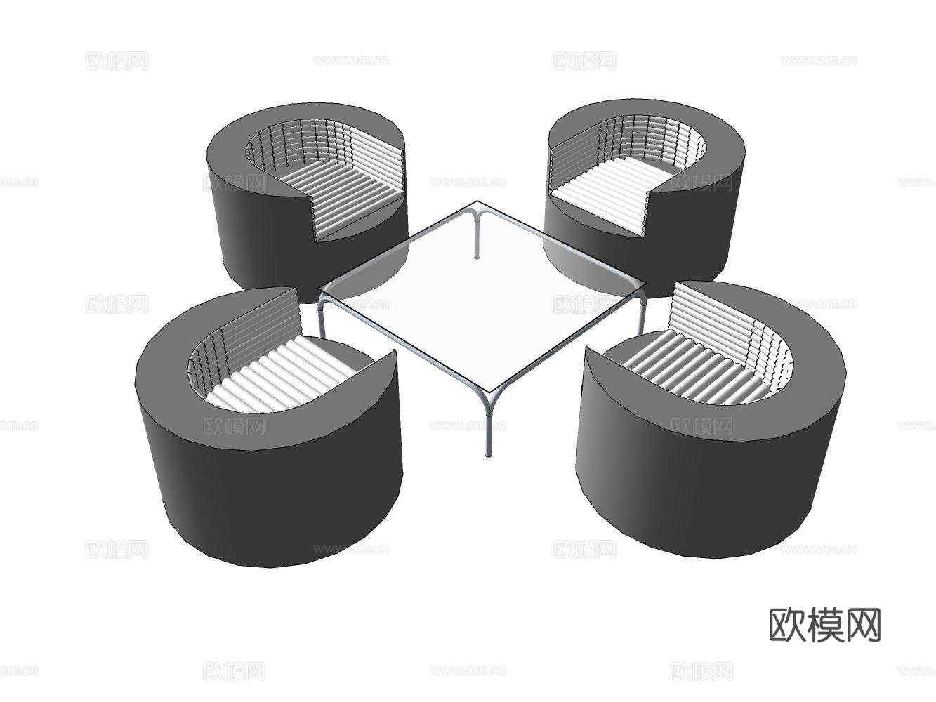 沙发茶几su模型