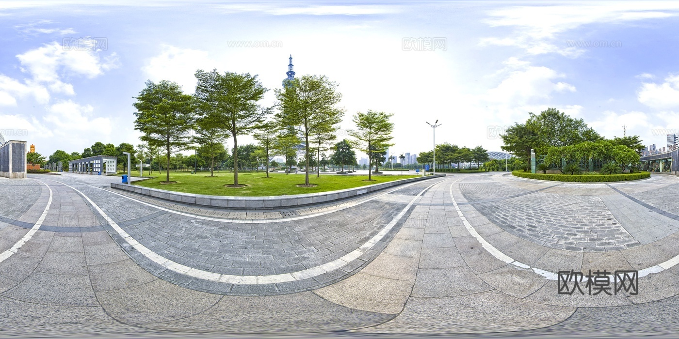 hdr街头绿地全景