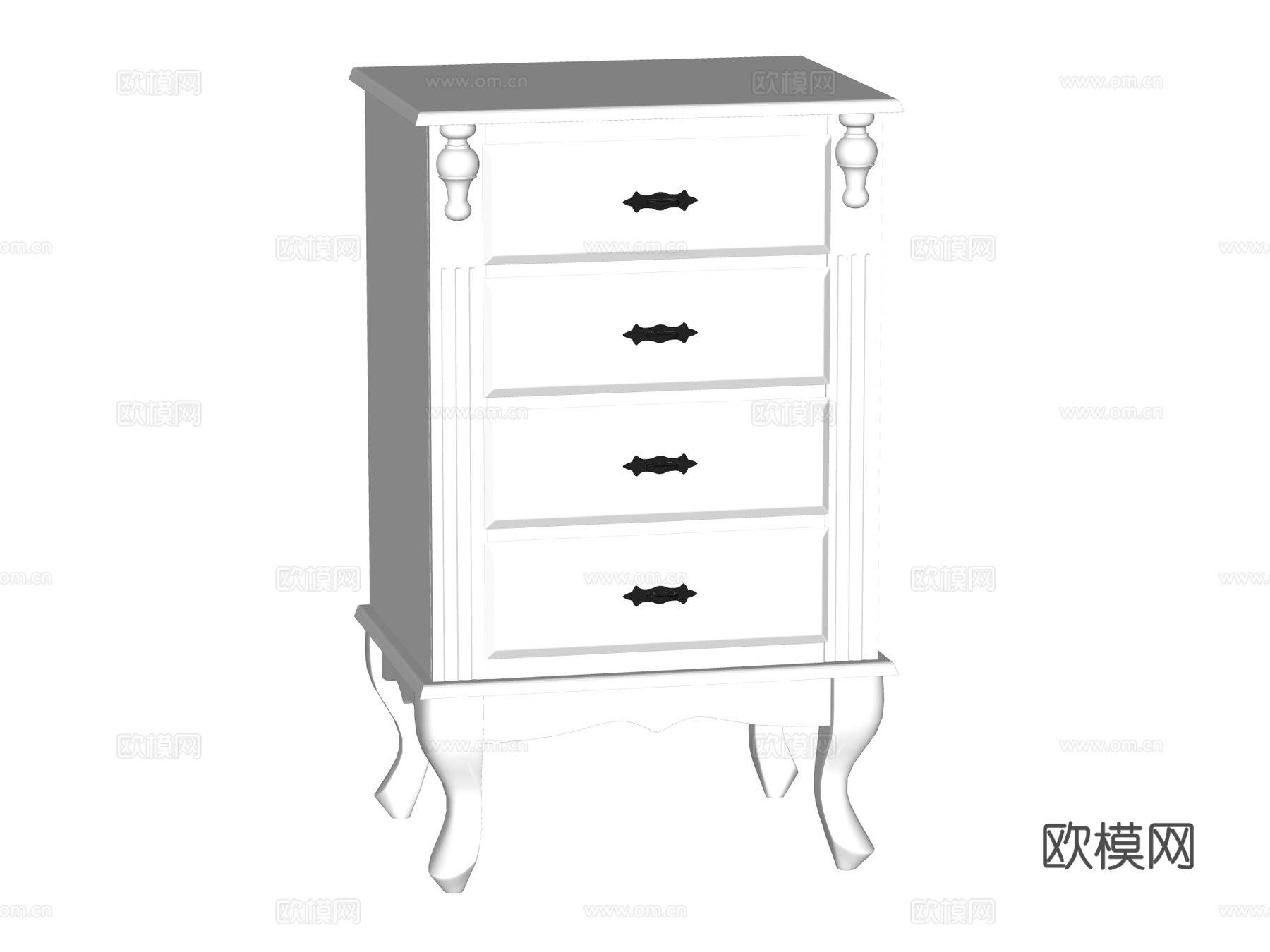 欧式床头柜装饰柜角几边几su模型