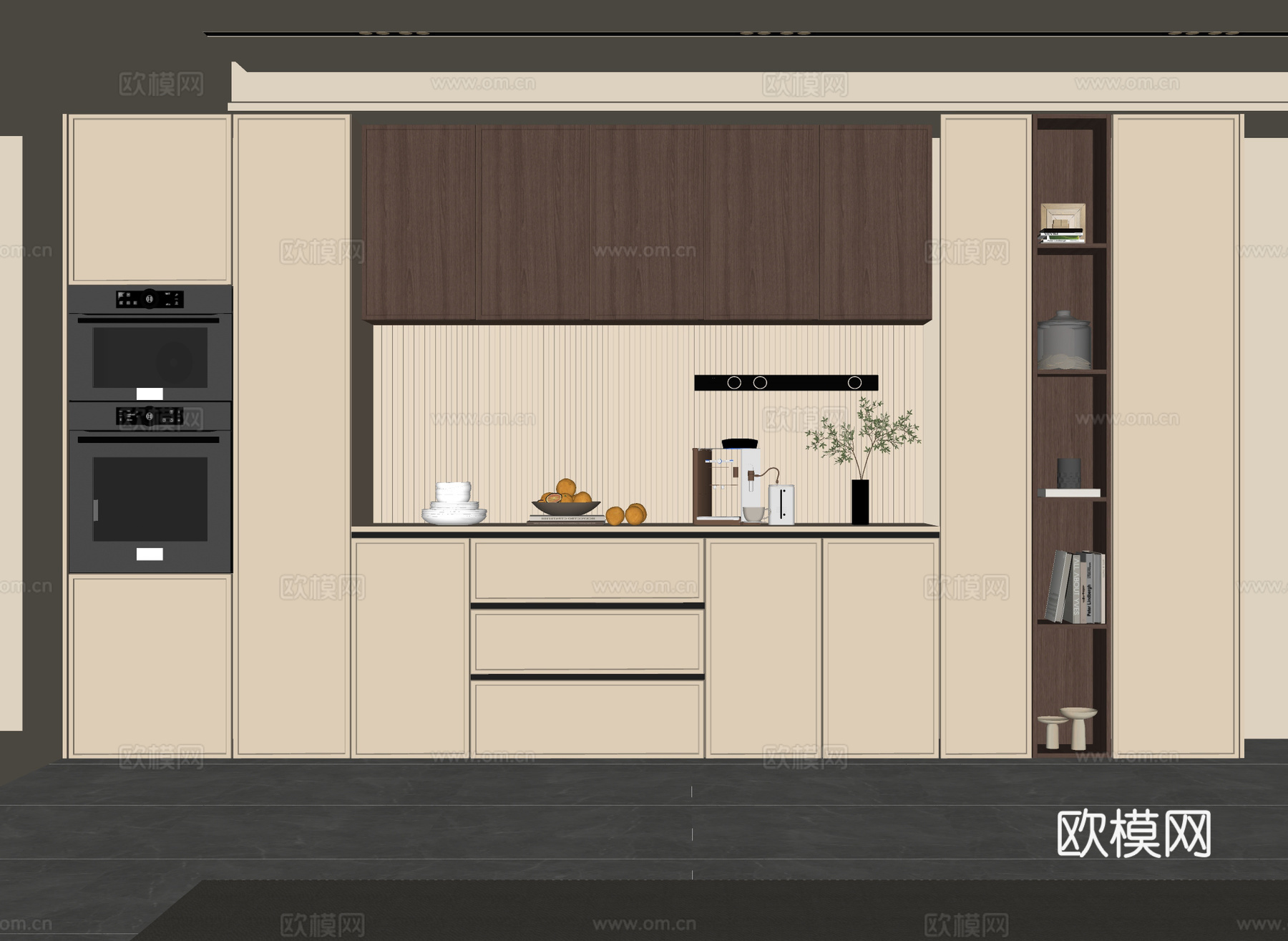 中古风餐边柜su模型