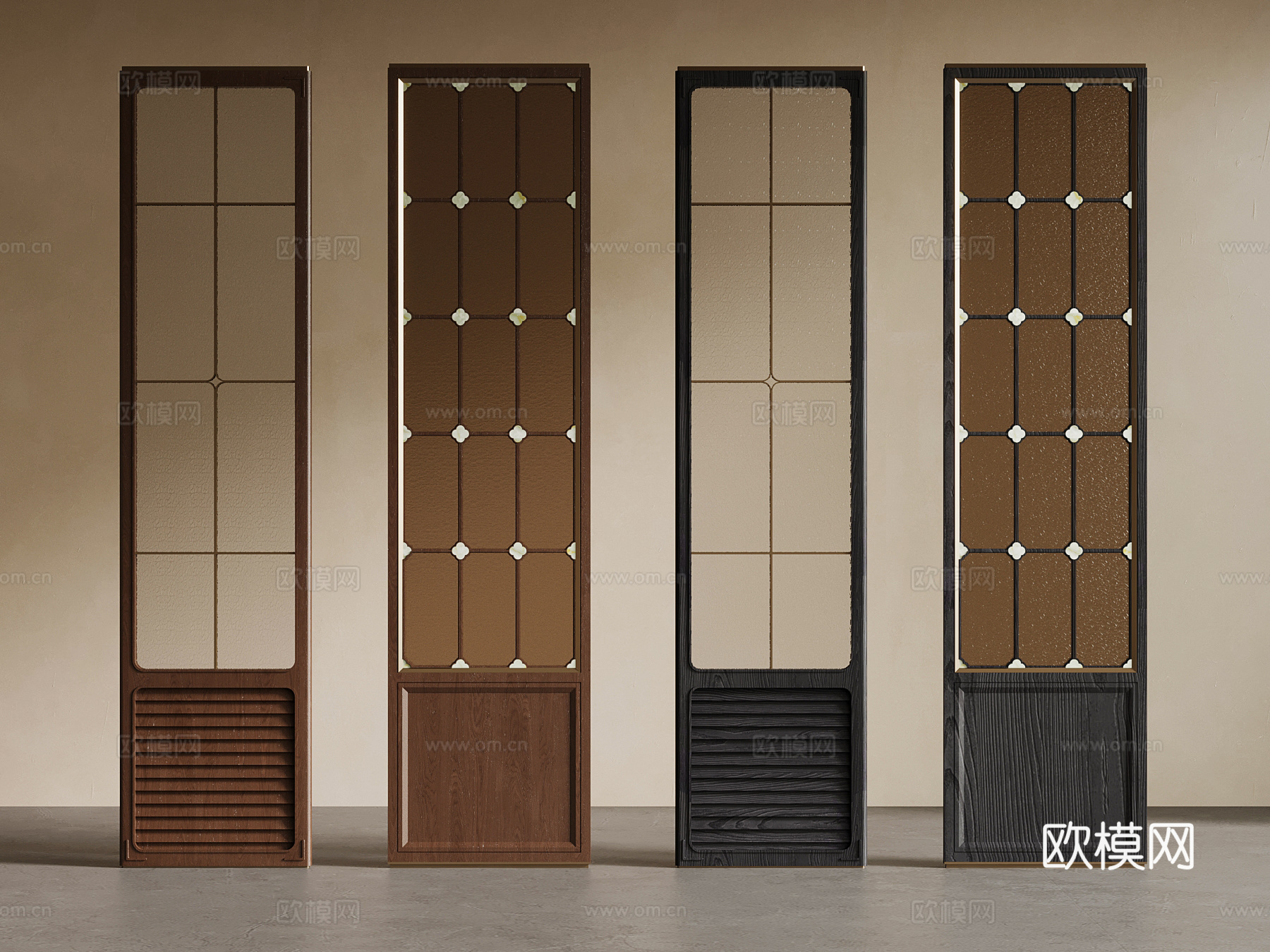 中古风屏风隔断su模型